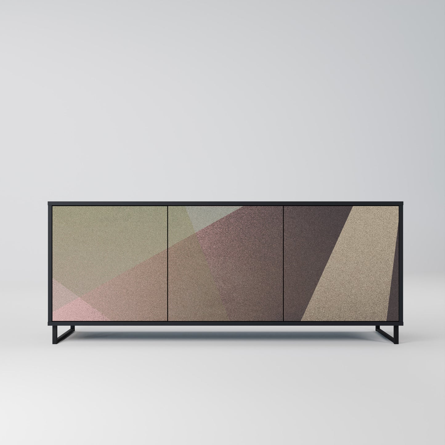 BEIGE GEOMETRY 3-dörrars skänk i svart finish