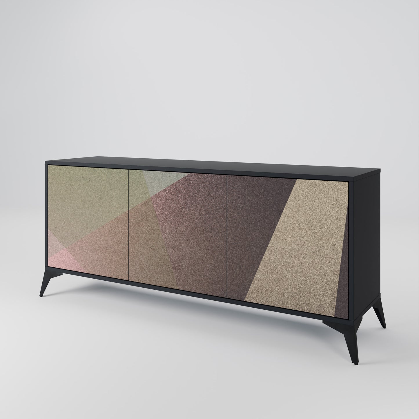 BEIGE GEOMETRY 3-dörrars skänk i svart finish
