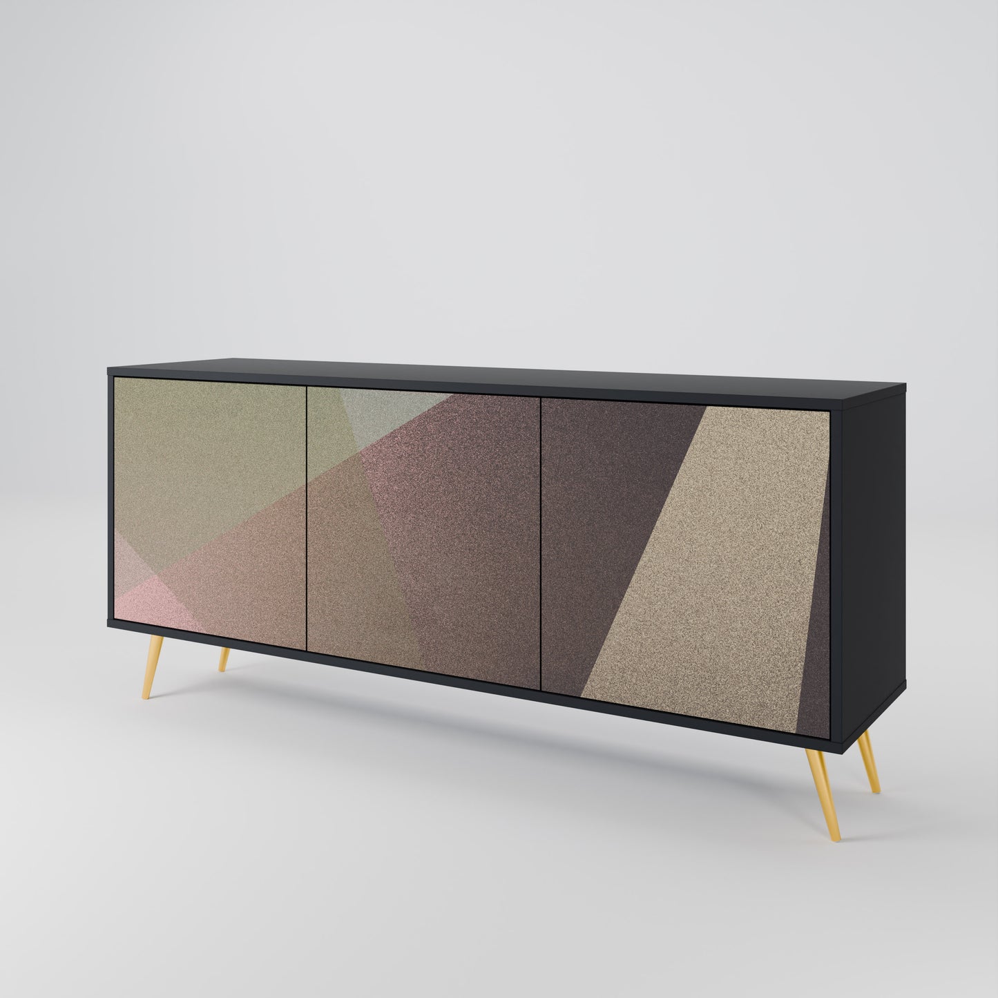BEIGE GEOMETRY 3-dörrars skänk i svart finish