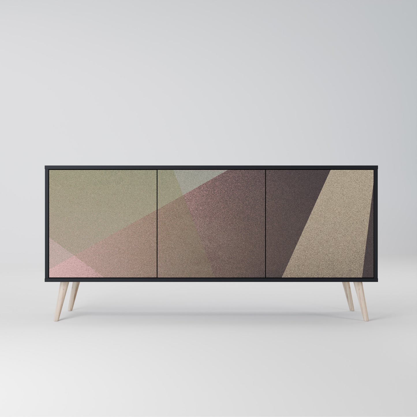 BEIGE GEOMETRY 3-dörrars skänk i svart finish