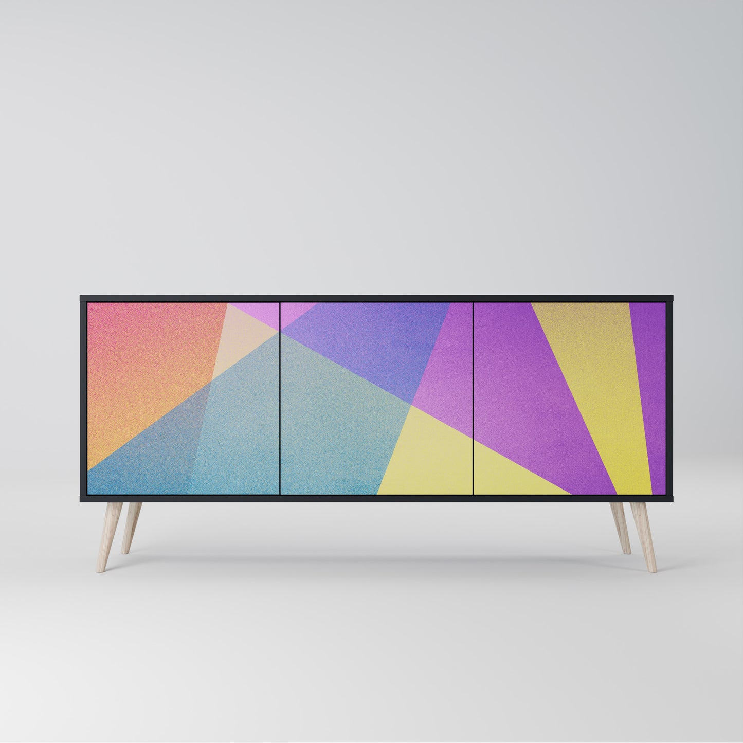 LJUS GEOMETRY 3-dörrars skänk i svart finish