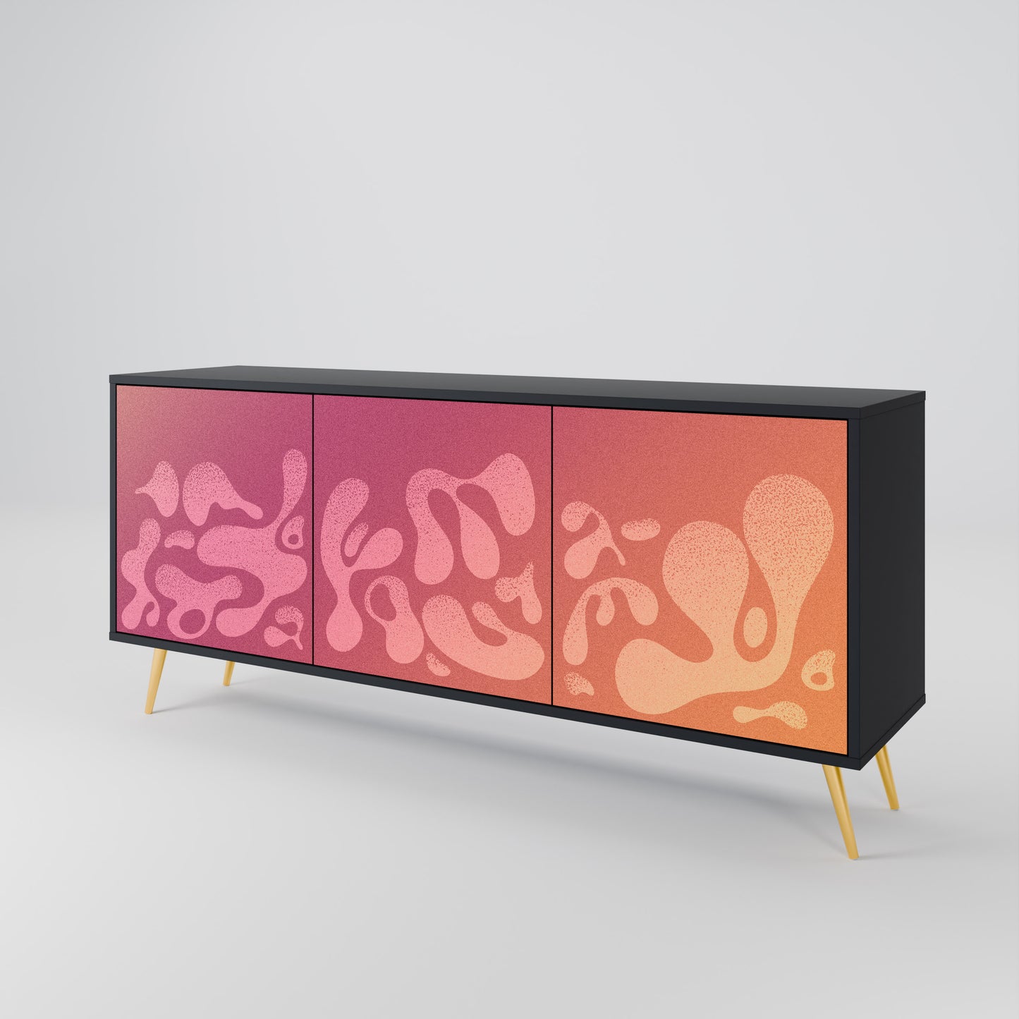 IRREGULAR PINK 3-Door Sideboard in Black Finish