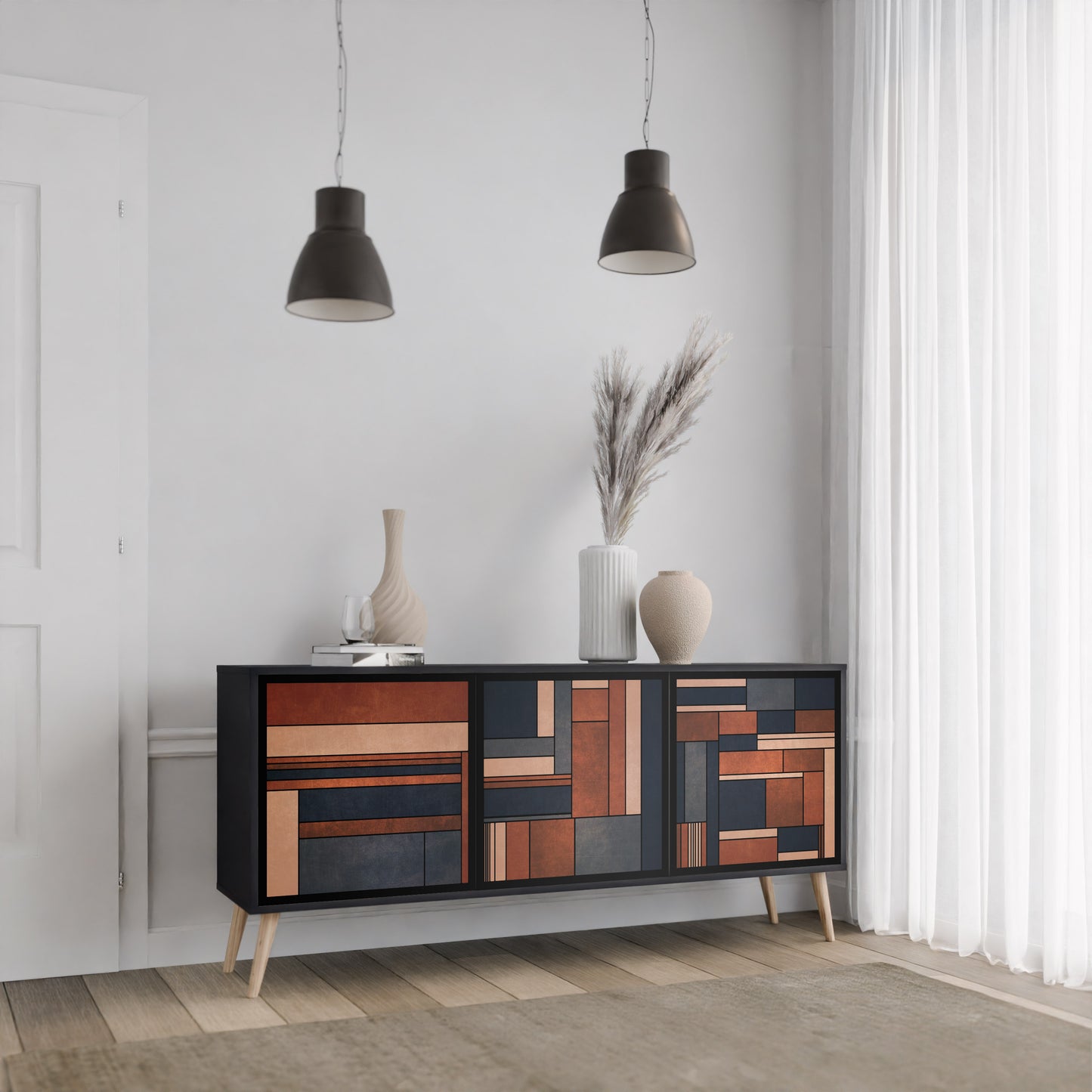INTREPID FORMATION 3-Door Sideboard in Black Finish