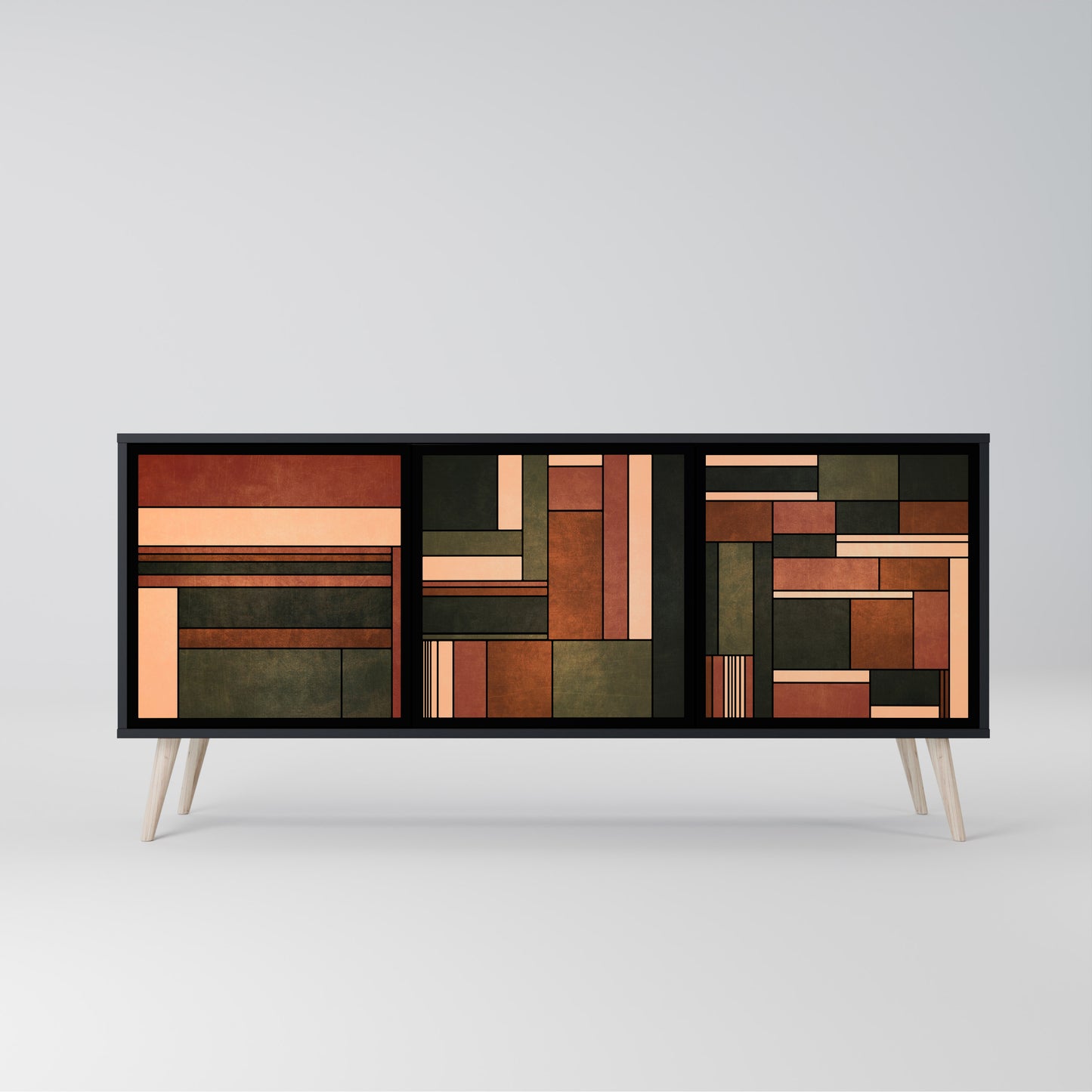 FIGURES OF NATURE 3-Door Sideboard in Black Finish