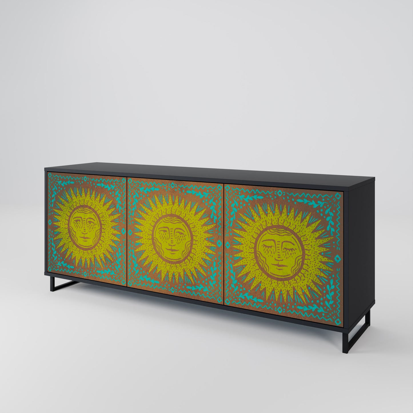 SUNSHINE EULOGY 3-Door Sideboard in Black Finish