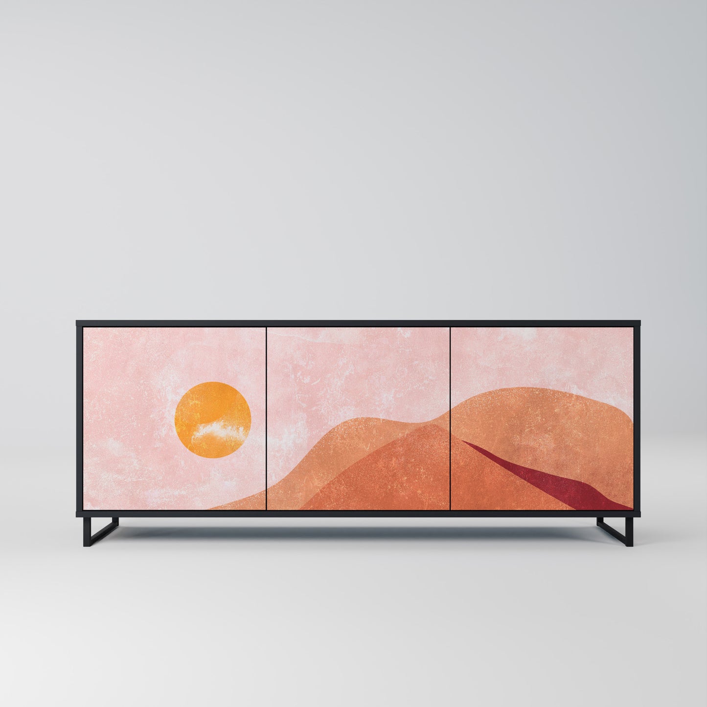 LUMINOUS SUNLIGHT 3-Door Sideboard in Black Finish