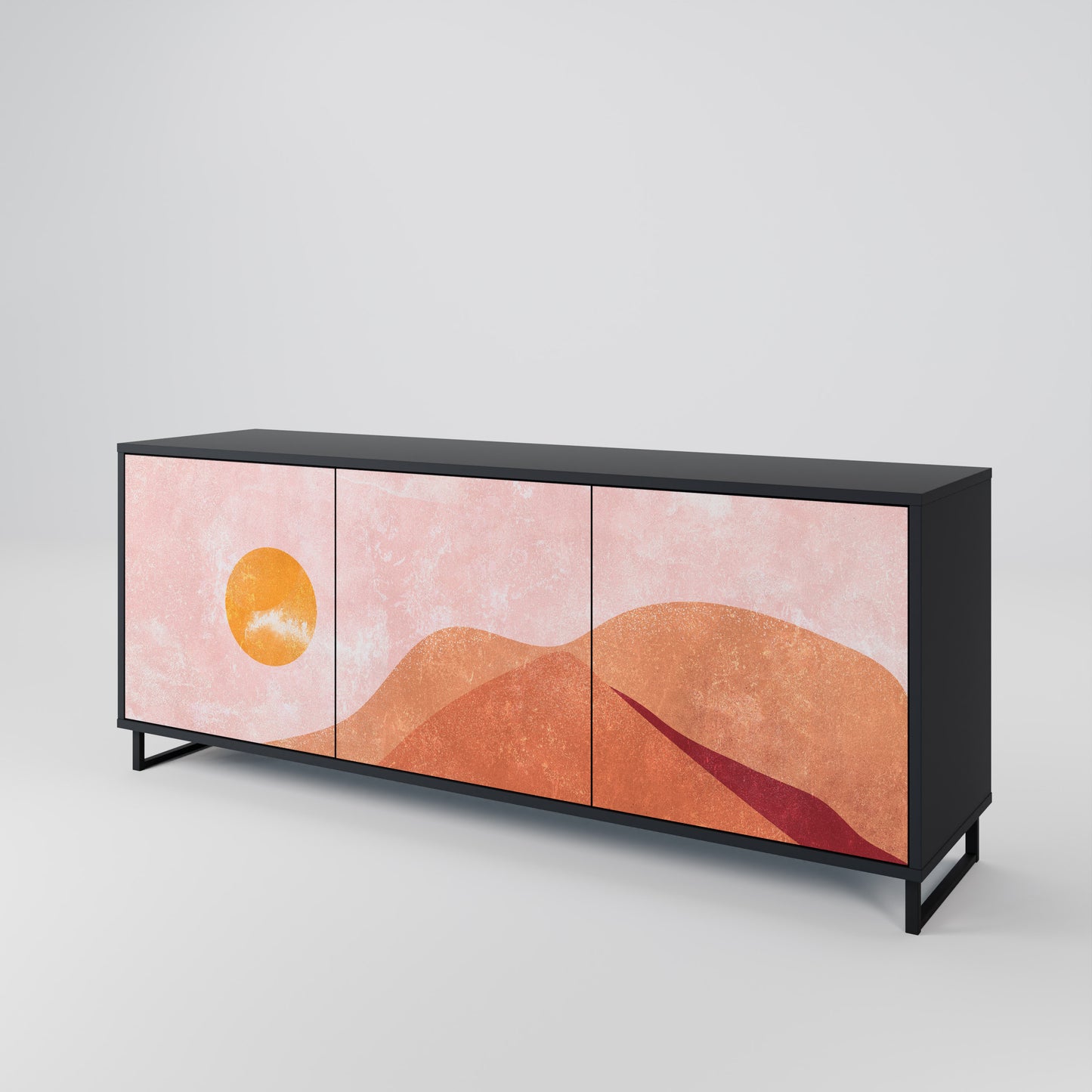 LUMINOUS SUNLIGHT 3-Door Sideboard in Black Finish