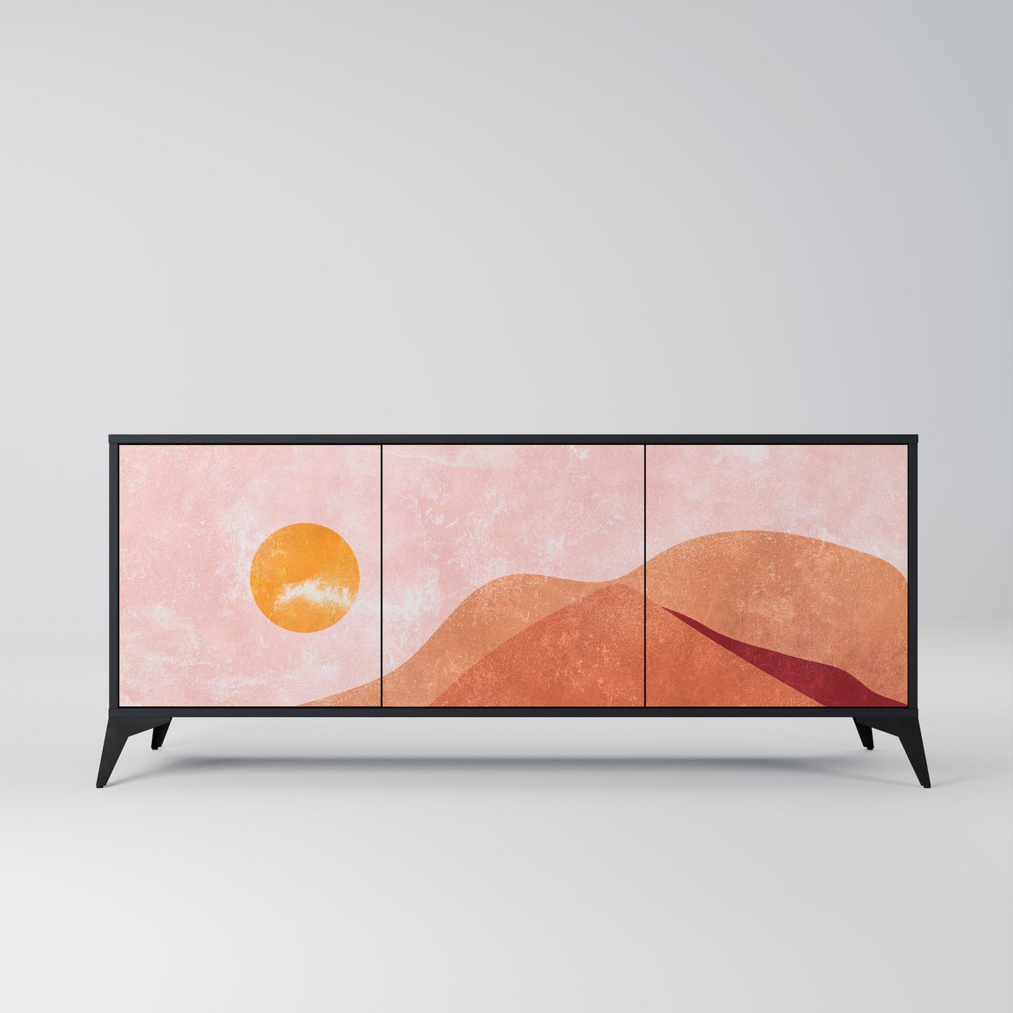 LUMINOUS SUNLIGHT 3-Door Sideboard in Black Finish