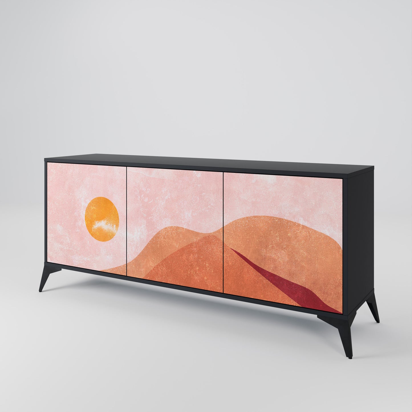 LUMINOUS SUNLIGHT 3-Door Sideboard in Black Finish