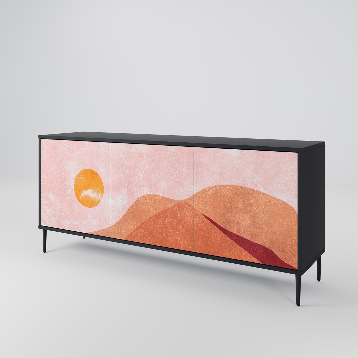 LUMINOUS SUNLIGHT 3-Door Sideboard in Black Finish