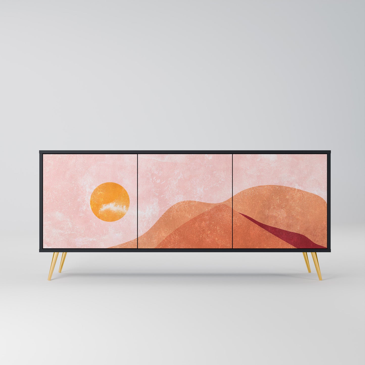 LUMINOUS SUNLIGHT 3-Door Sideboard in Black Finish