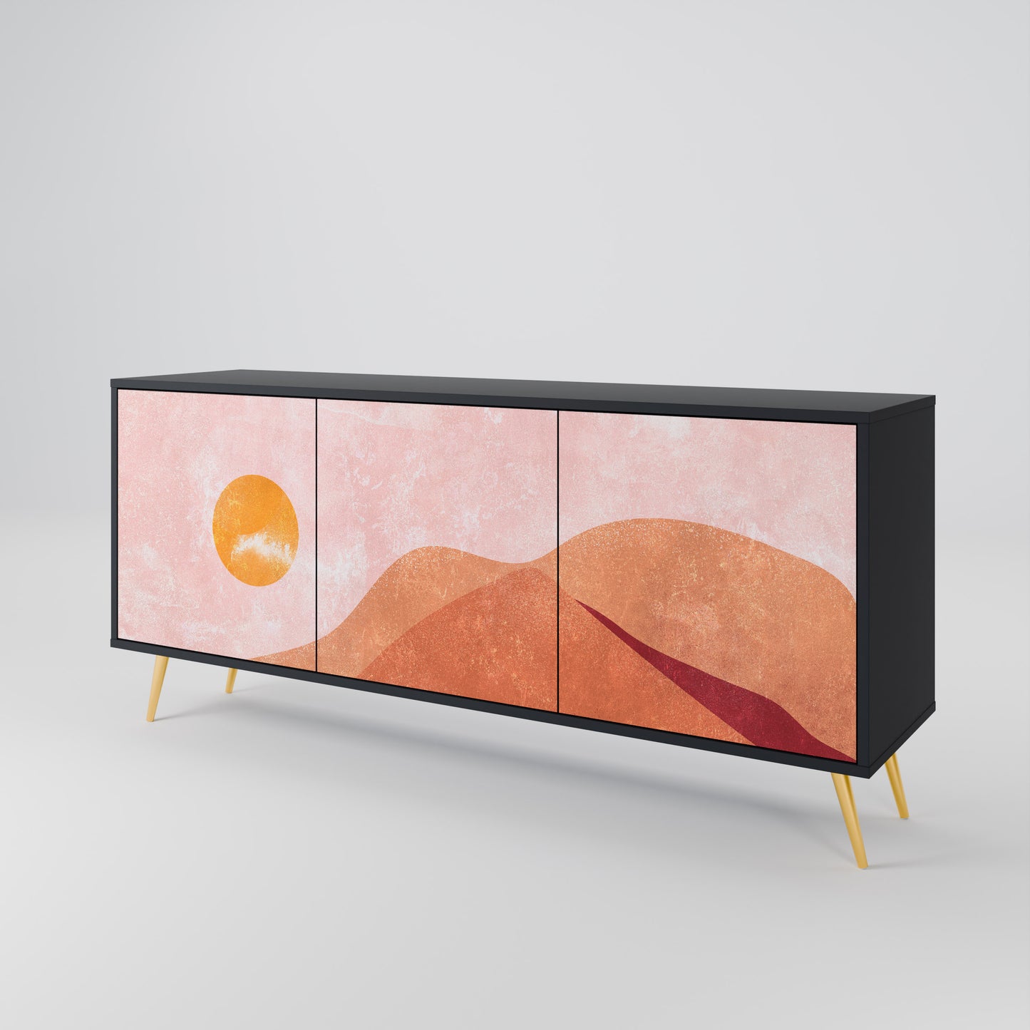 LUMINOUS SUNLIGHT 3-Door Sideboard in Black Finish