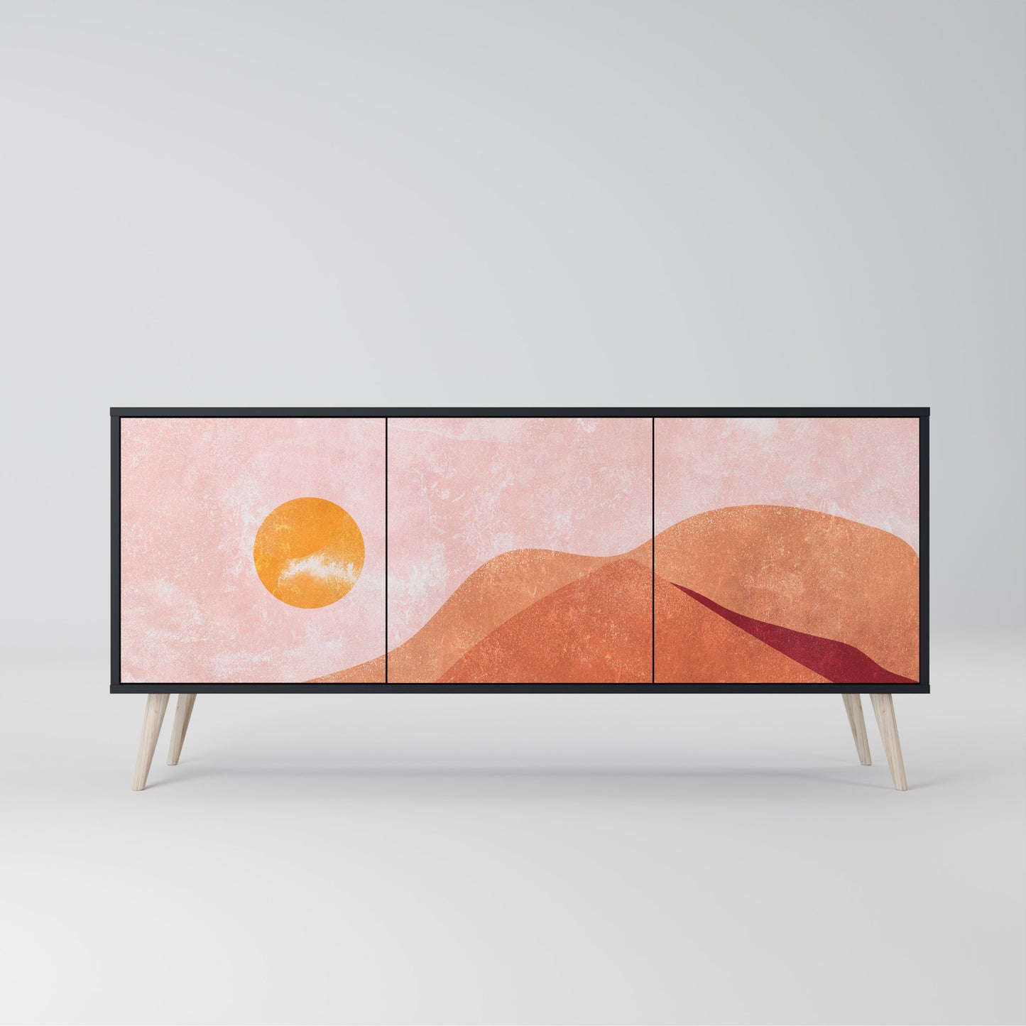 LUMINOUS SUNLIGHT 3-Door Sideboard in Black Finish