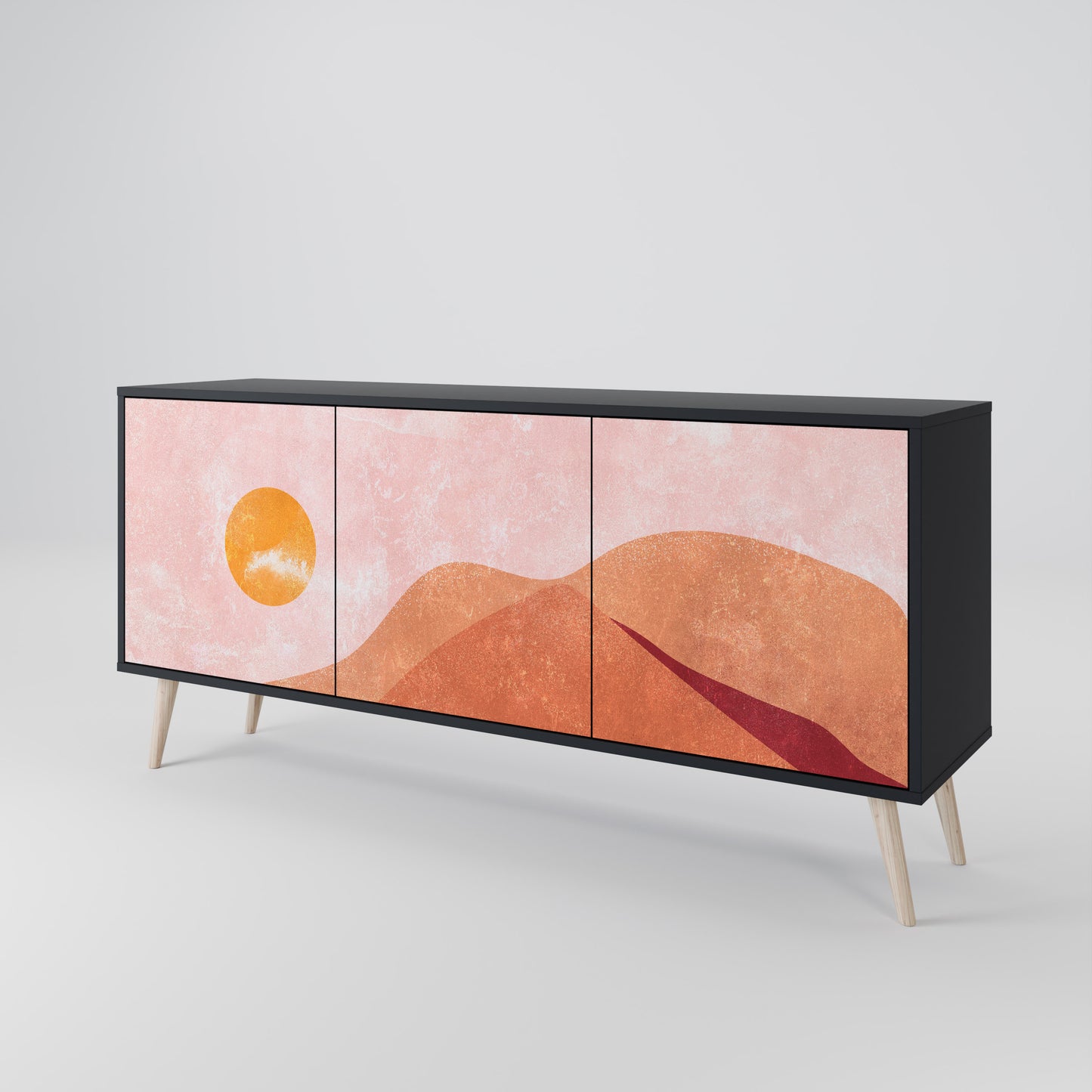 LUMINOUS SUNLIGHT 3-Door Sideboard in Black Finish