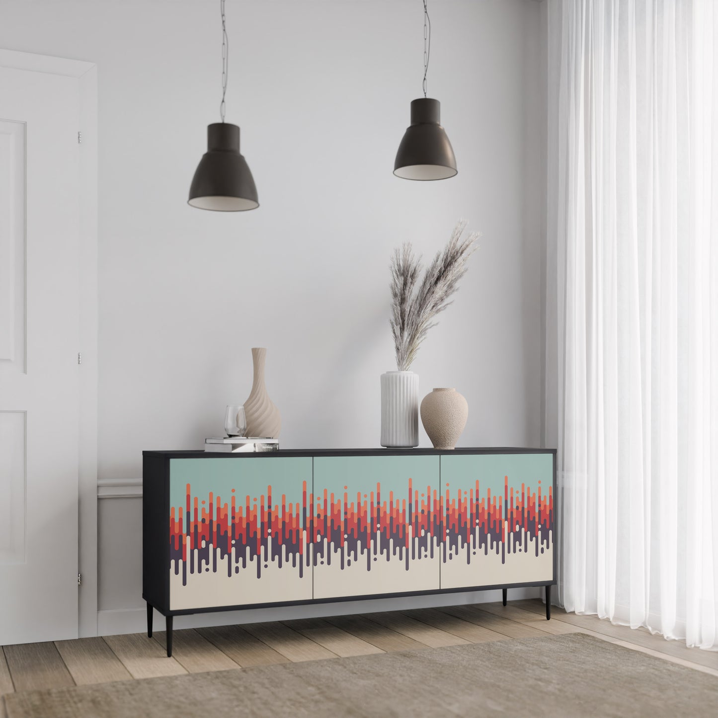 CHROMA CONTOURS 3-Door Sideboard in Black Finish