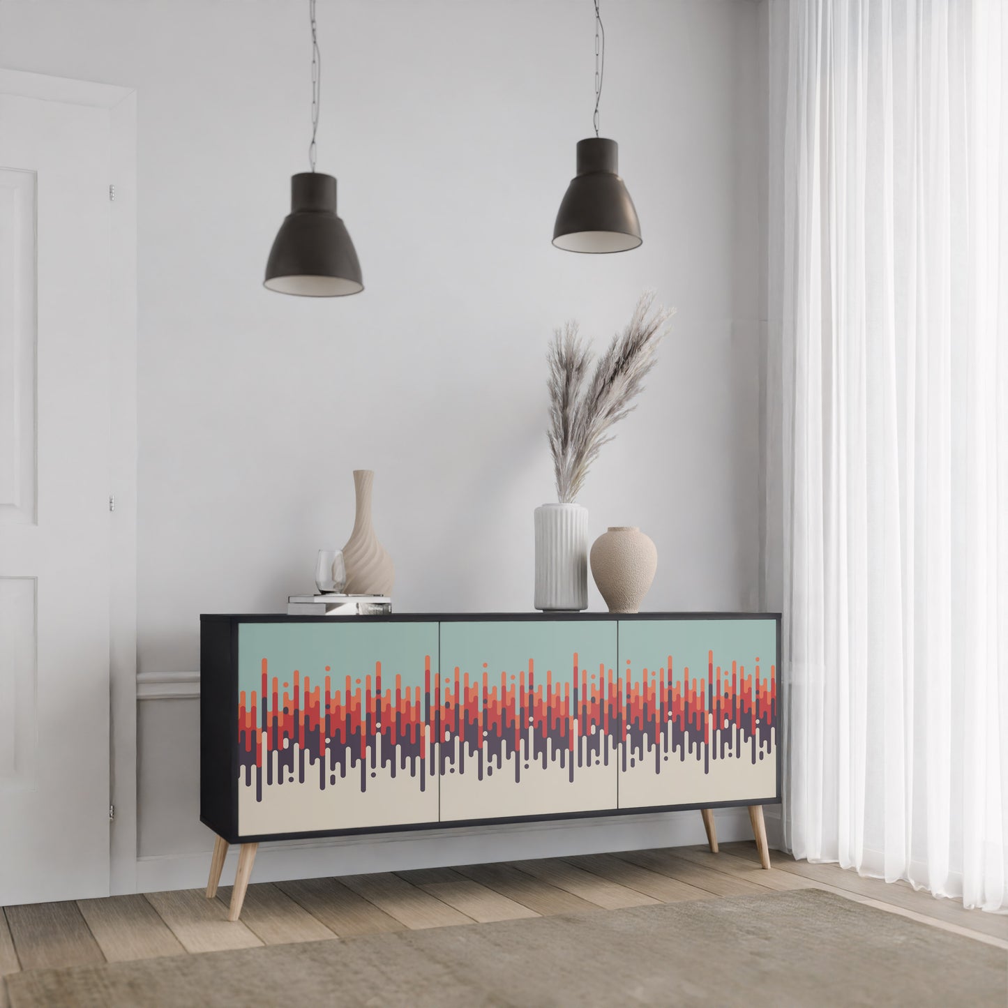 CHROMA CONTOURS 3-Door Sideboard in Black Finish