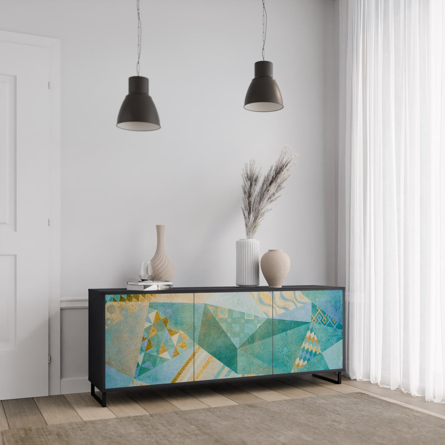 SPECTRUM SPLENDOR 3-dörrars skänk i svart finish