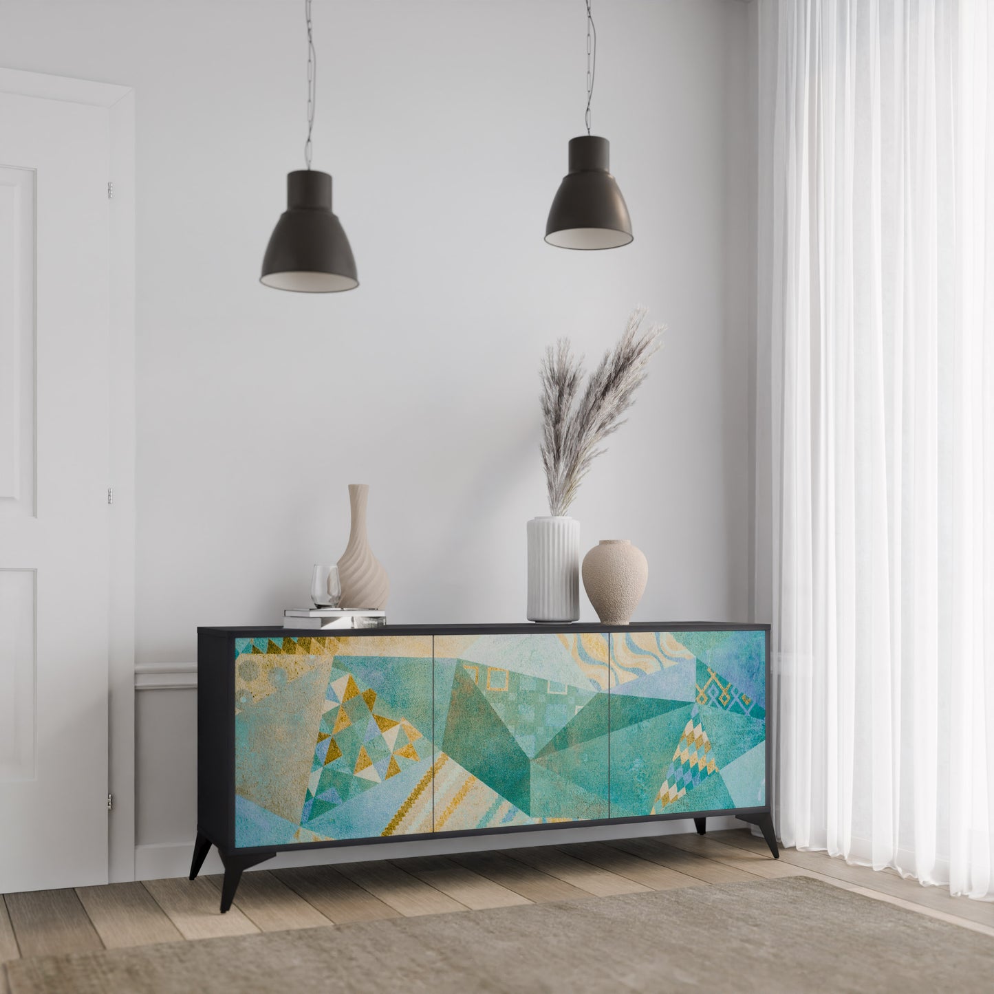 SPECTRUM SPLENDOR 3-dörrars skänk i svart finish