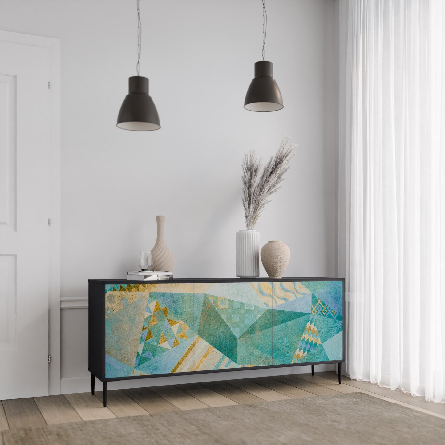 SPECTRUM SPLENDOR 3-dörrars skänk i svart finish