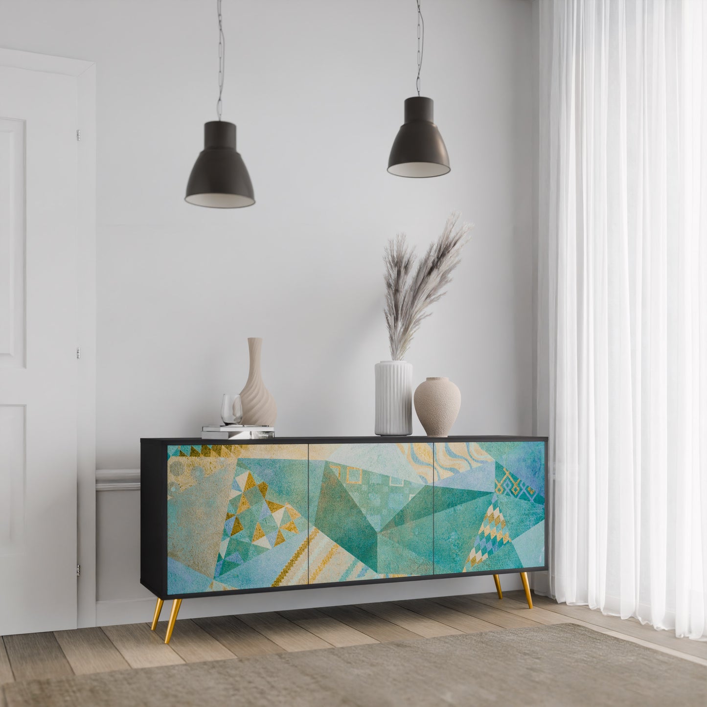 SPECTRUM SPLENDOR 3-dörrars skänk i svart finish