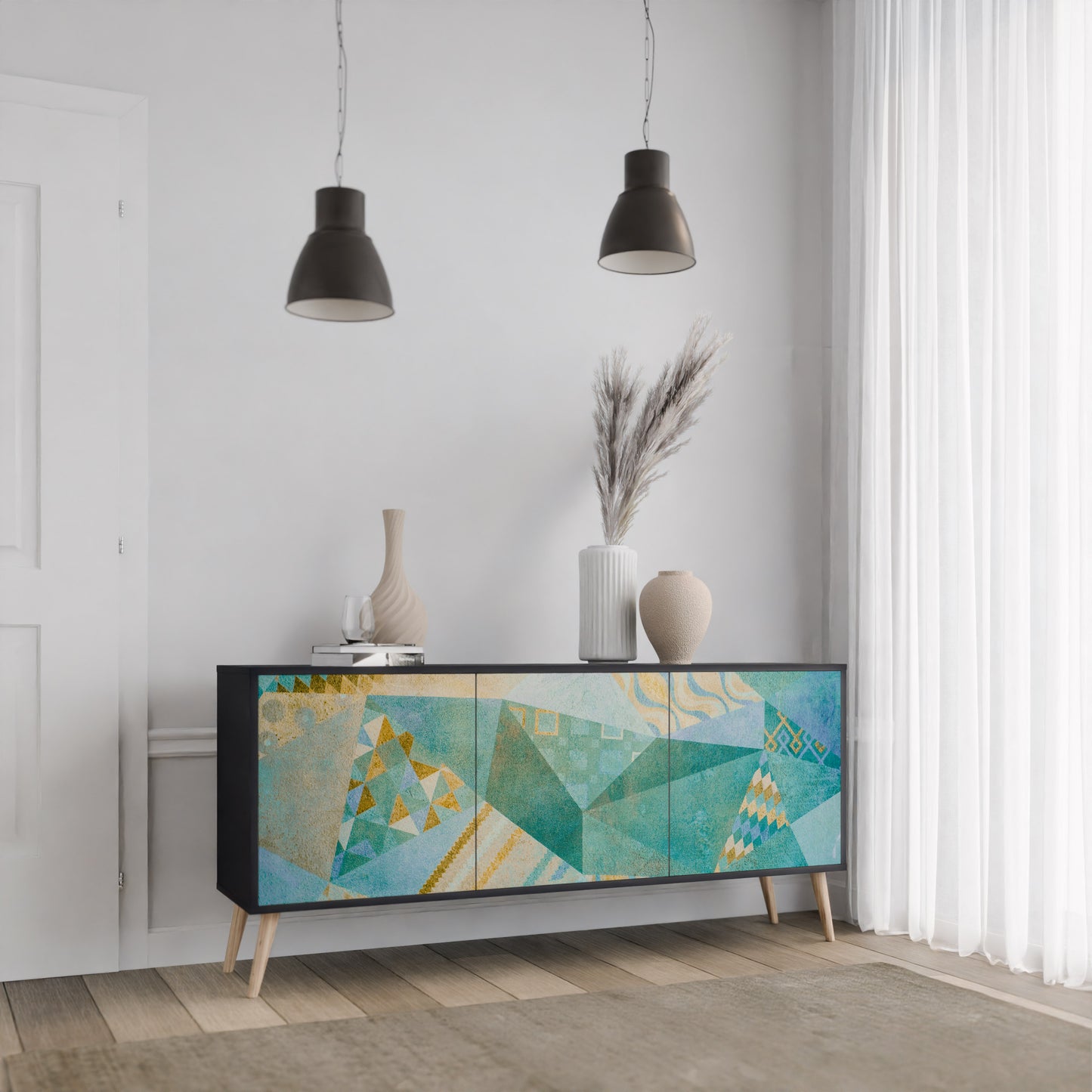SPECTRUM SPLENDOR 3-dörrars skänk i svart finish