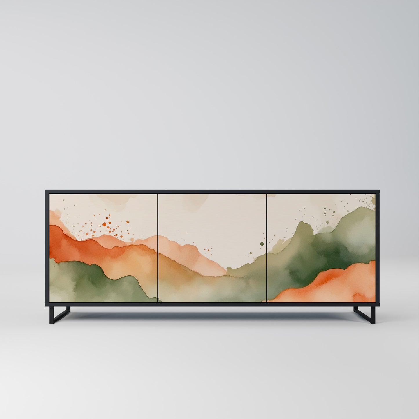 WATERCOLOR PEAKS 3-dörrars skänk i svart finish