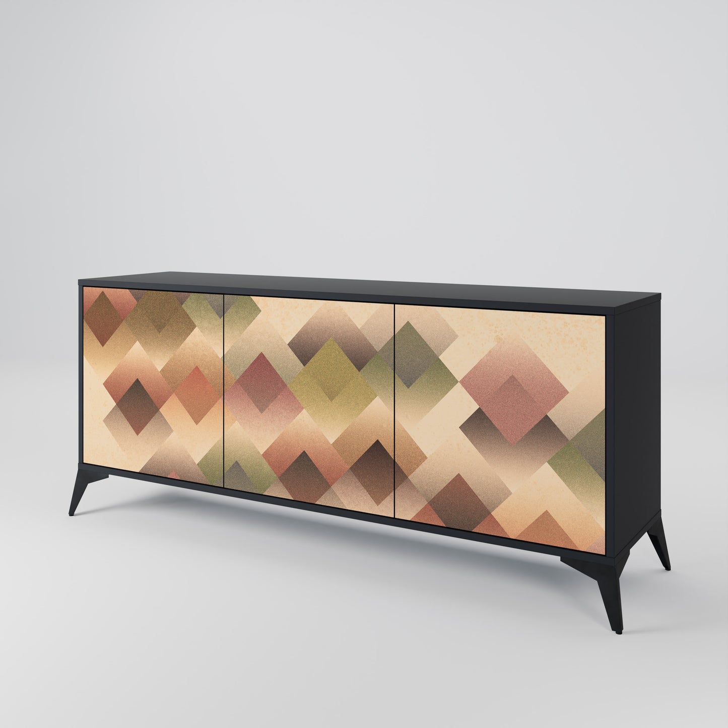 GEOMETRIC FUSION 3-dörrars skänk i svart finish