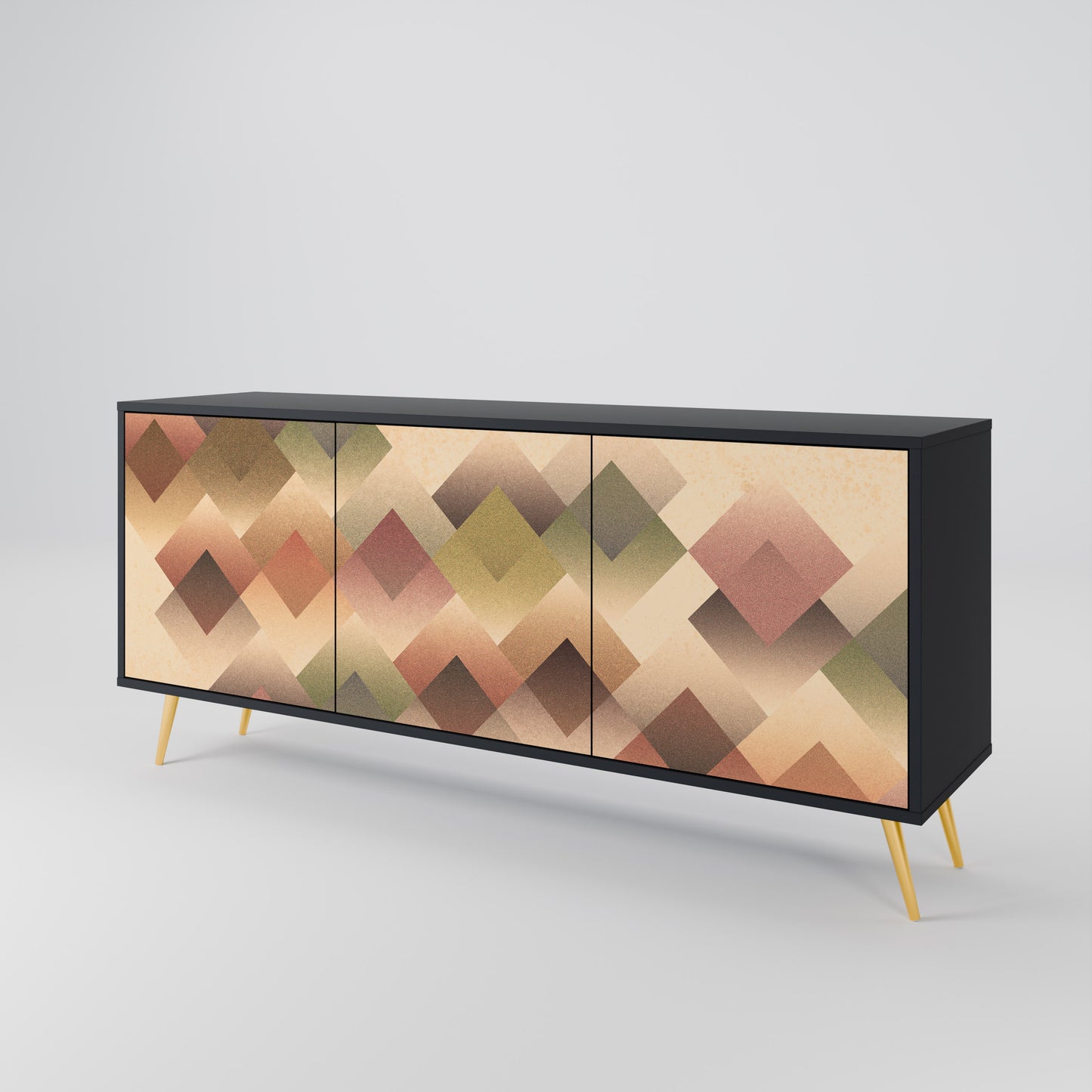 GEOMETRIC FUSION 3-dörrars skänk i svart finish