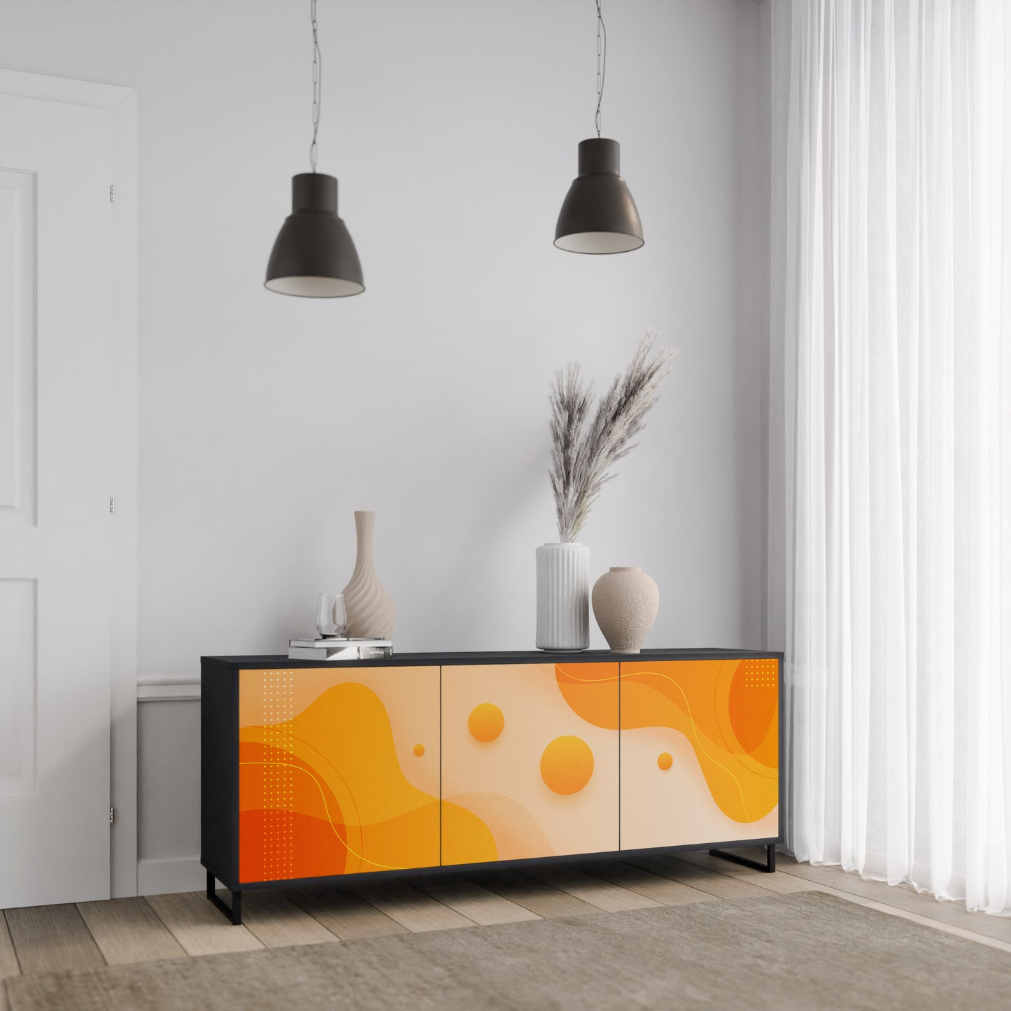 ORANGE ORDNING 3-dörrars skänk i svart finish
