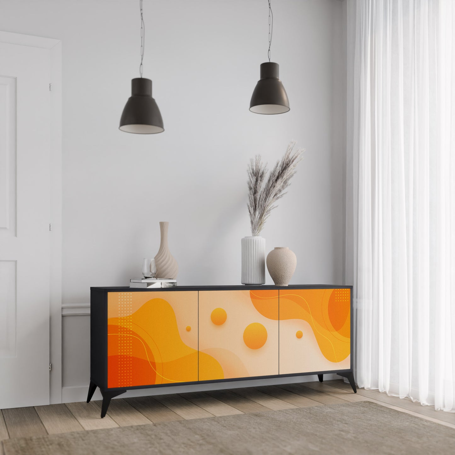 ORANGE ORDNING 3-dörrars skänk i svart finish