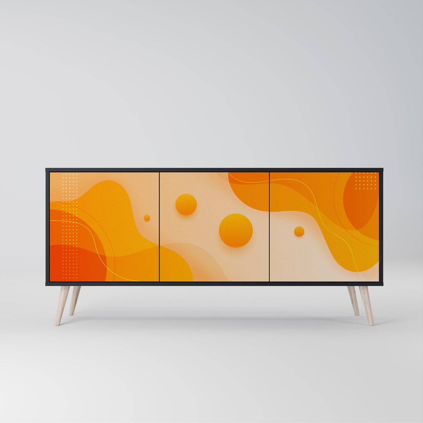 ORANGE ORDNING 3-dörrars skänk i svart finish