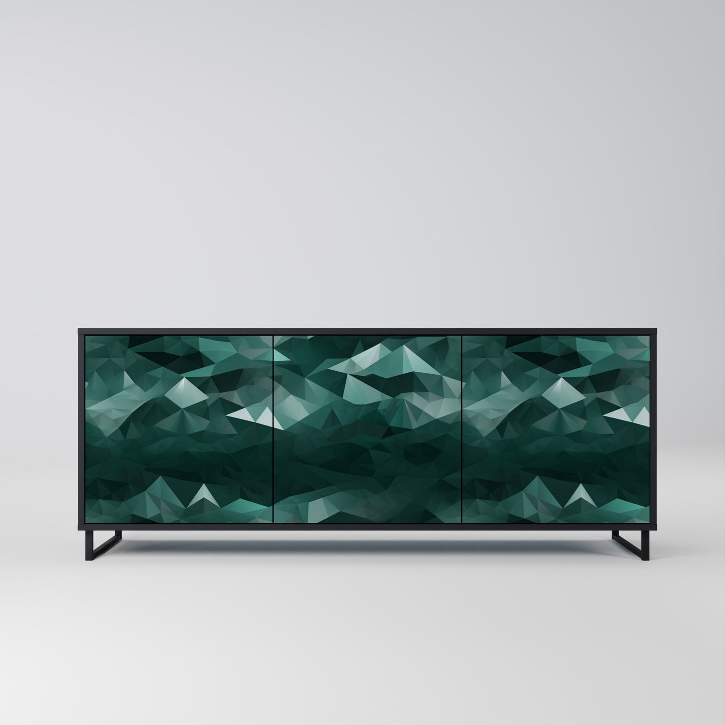POLYGONAL FLYTANDE 3-dörrars skänk i svart finish