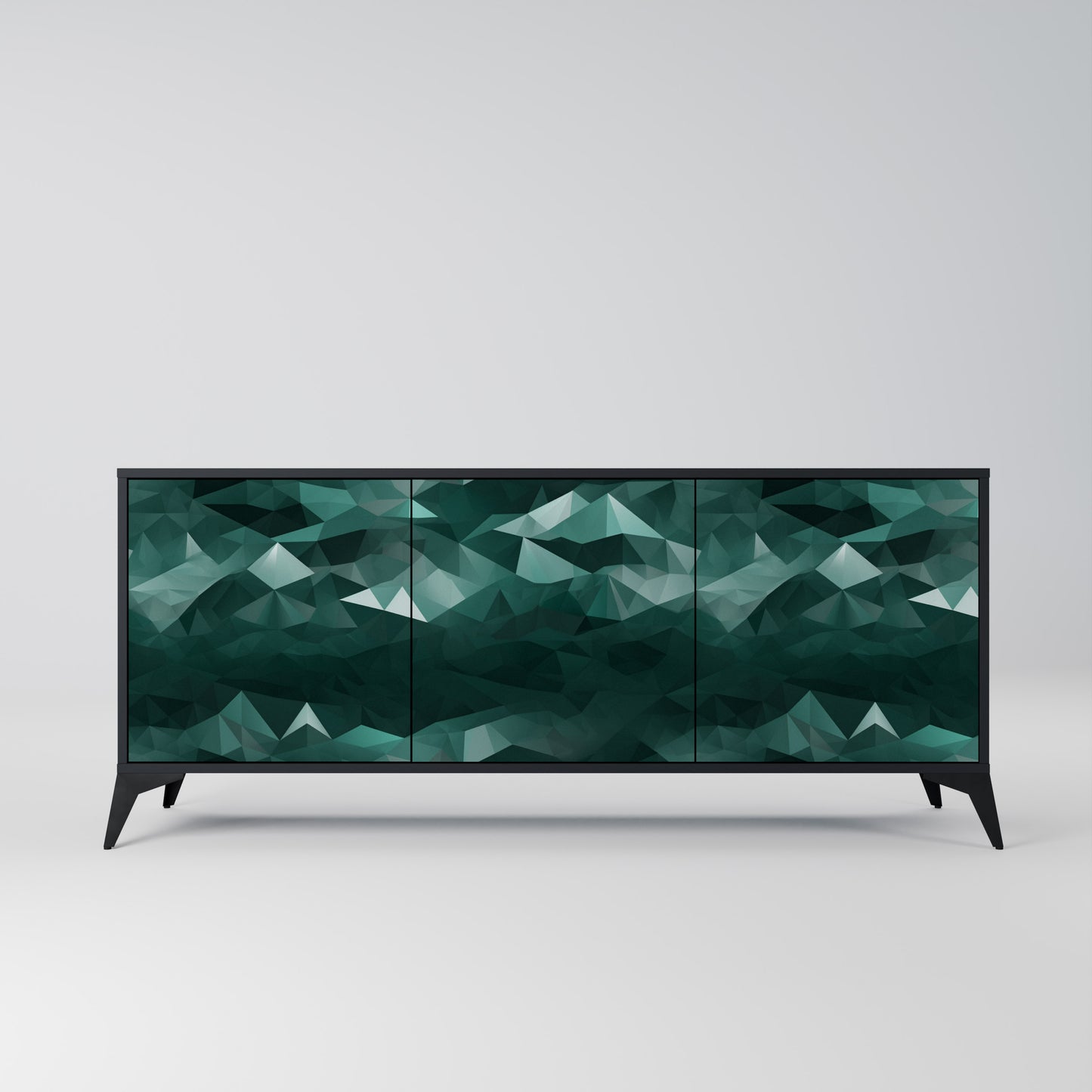 POLYGONAL FLYTANDE 3-dörrars skänk i svart finish