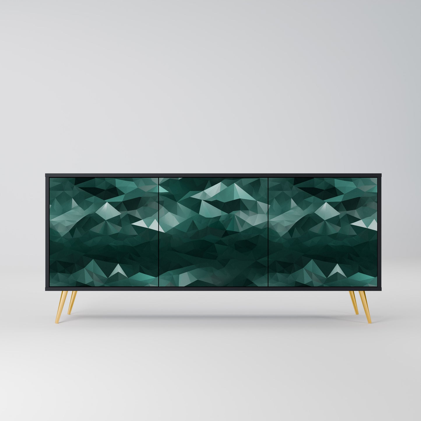 POLYGONAL FLYTANDE 3-dörrars skänk i svart finish