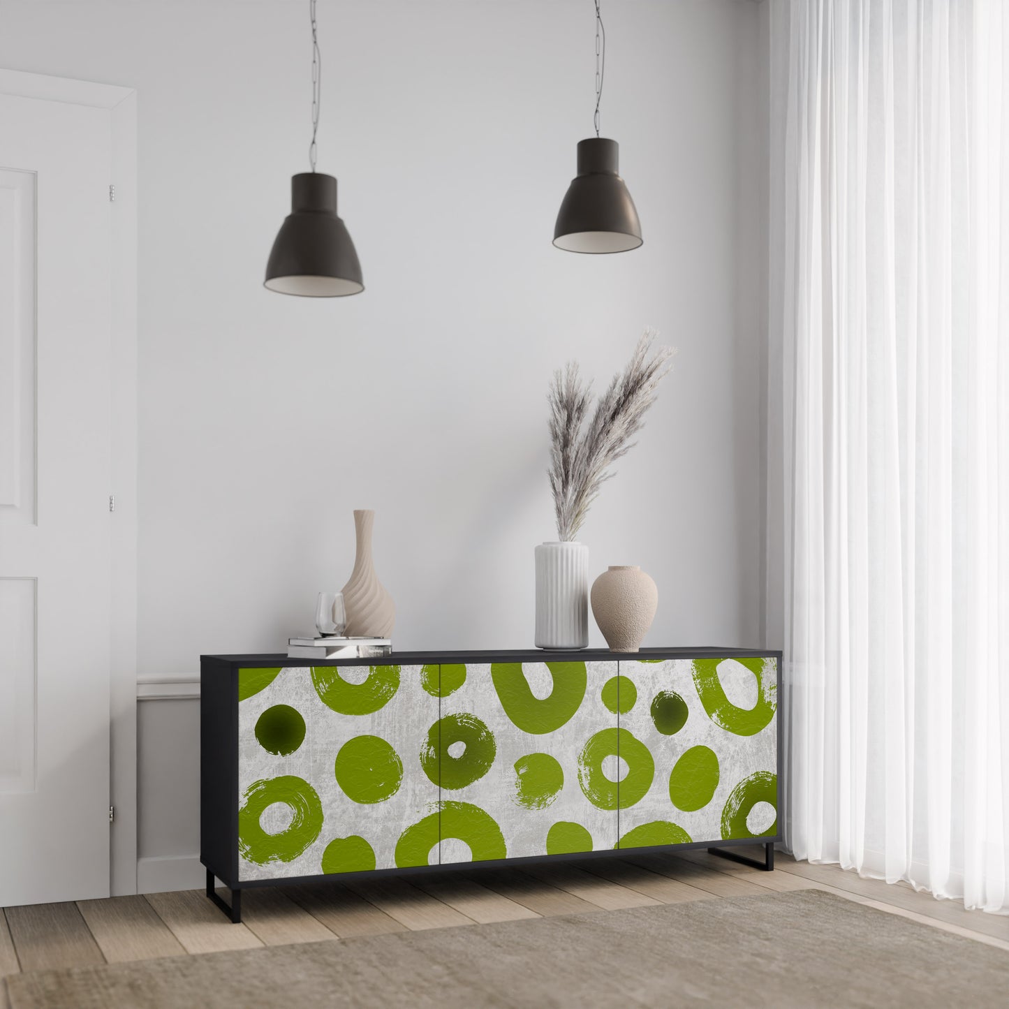 GREEN RHAPSODY 3-dörrars skänk i svart finish