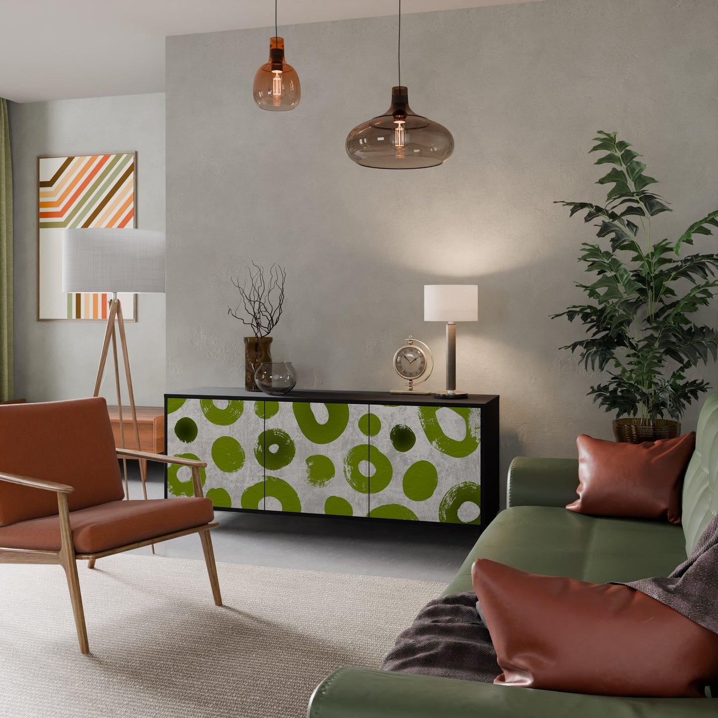 GREEN RHAPSODY 3-dörrars skänk i svart finish