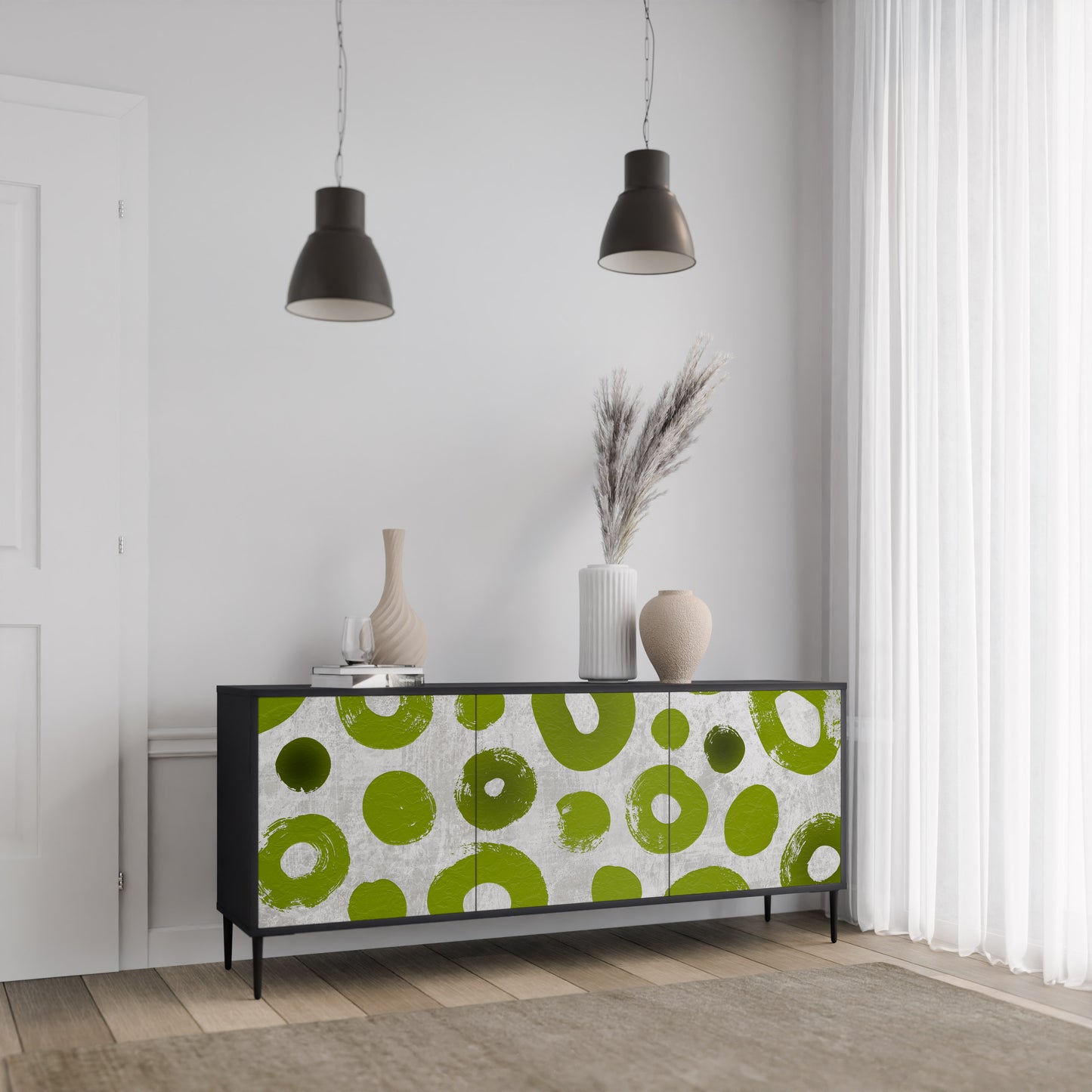 GREEN RHAPSODY 3-dörrars skänk i svart finish