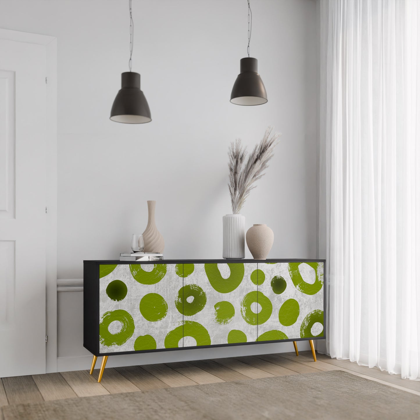 GREEN RHAPSODY 3-dörrars skänk i svart finish