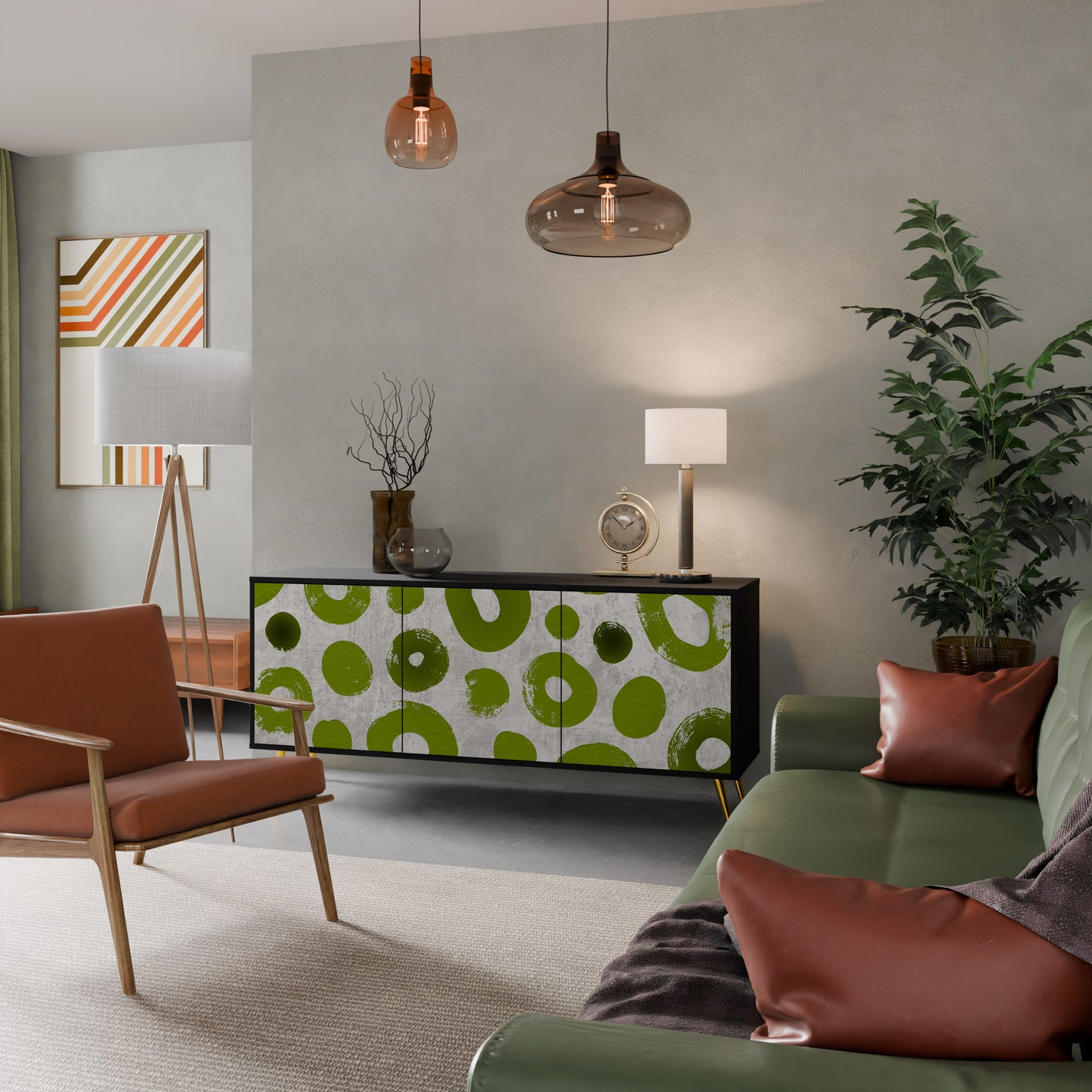 GREEN RHAPSODY 3-dörrars skänk i svart finish