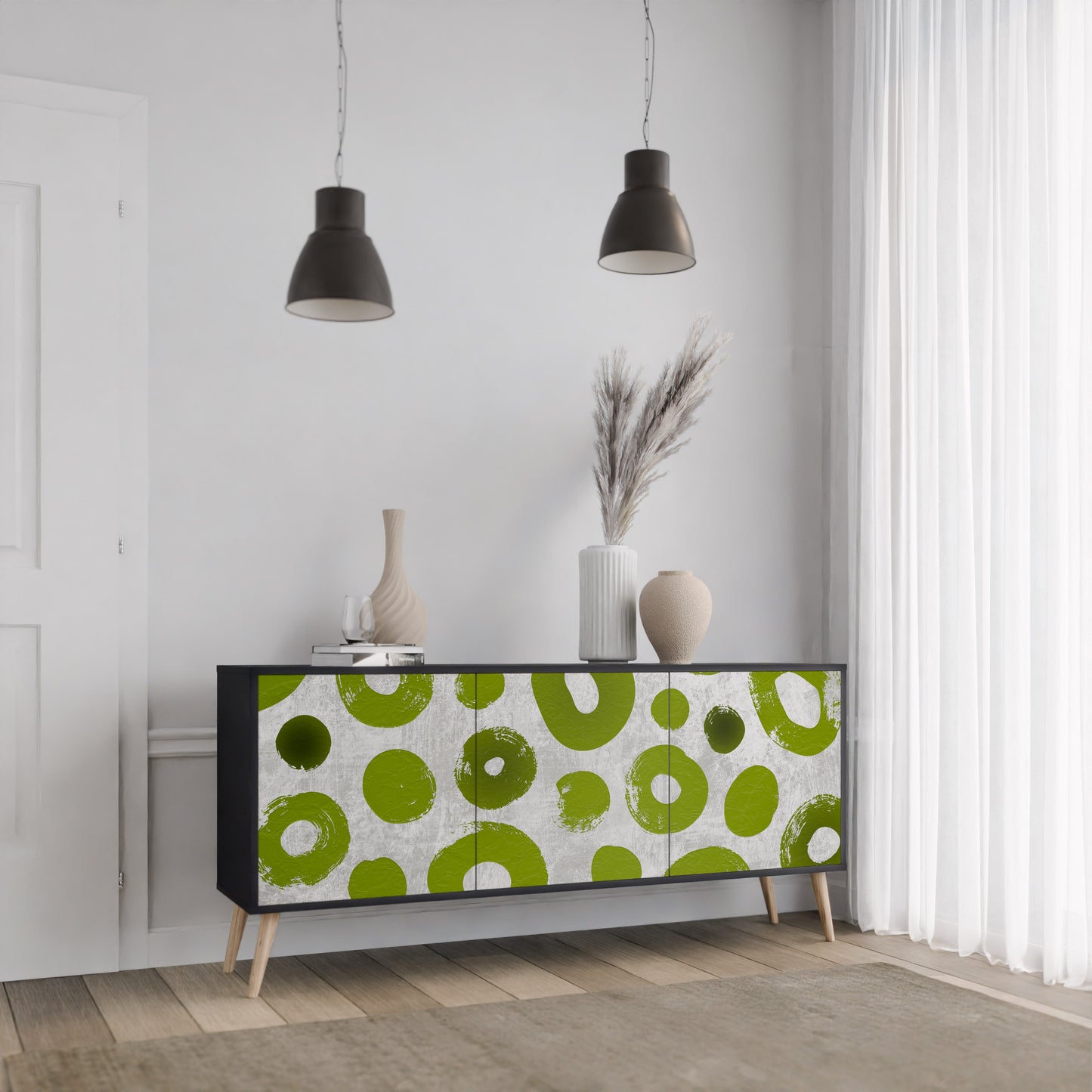 GREEN RHAPSODY 3-dörrars skänk i svart finish
