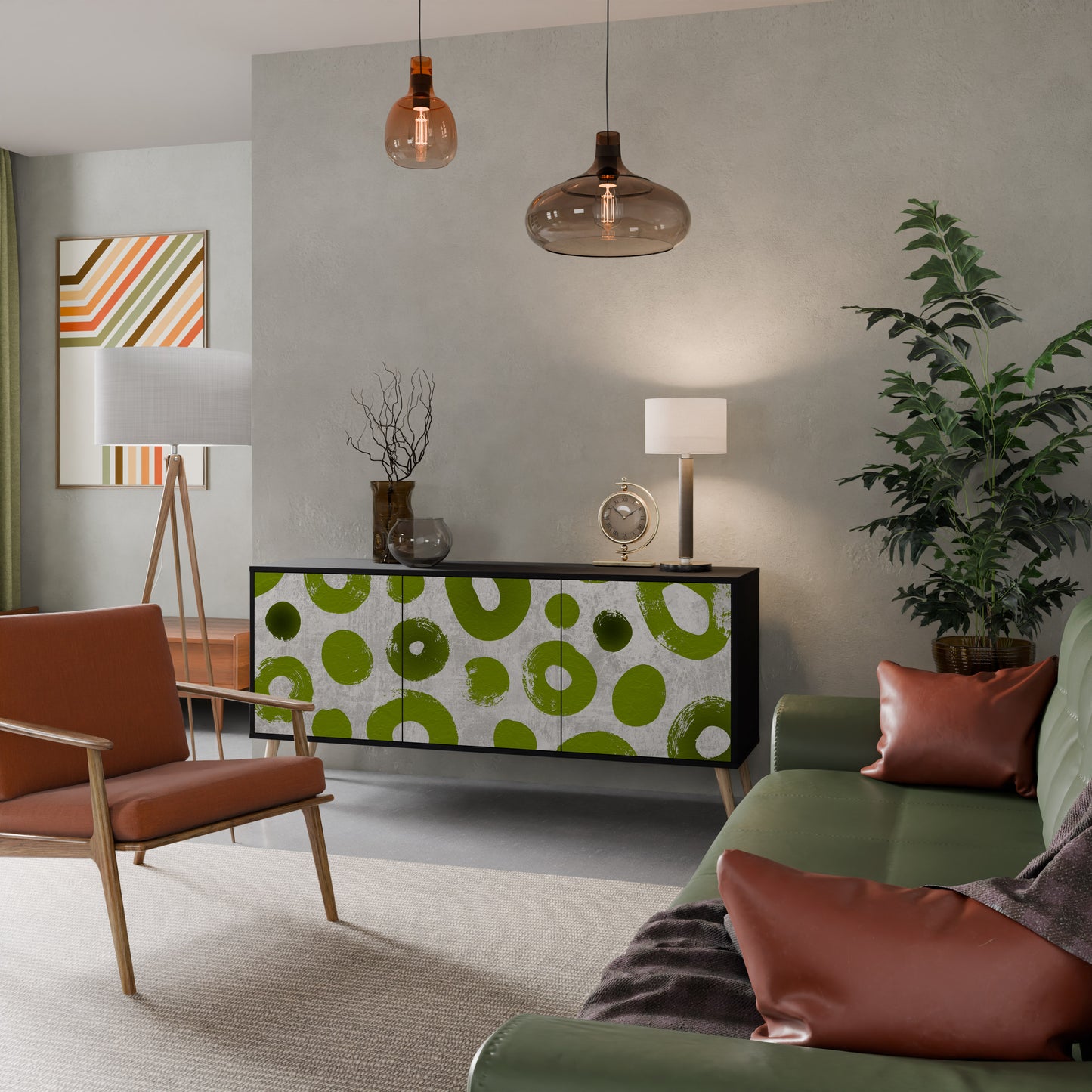 GREEN RHAPSODY 3-dörrars skänk i svart finish