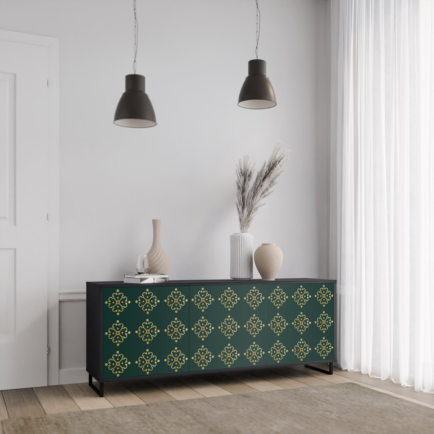 ROYAL MEDALLION 3-dörrars skänk i svart finish