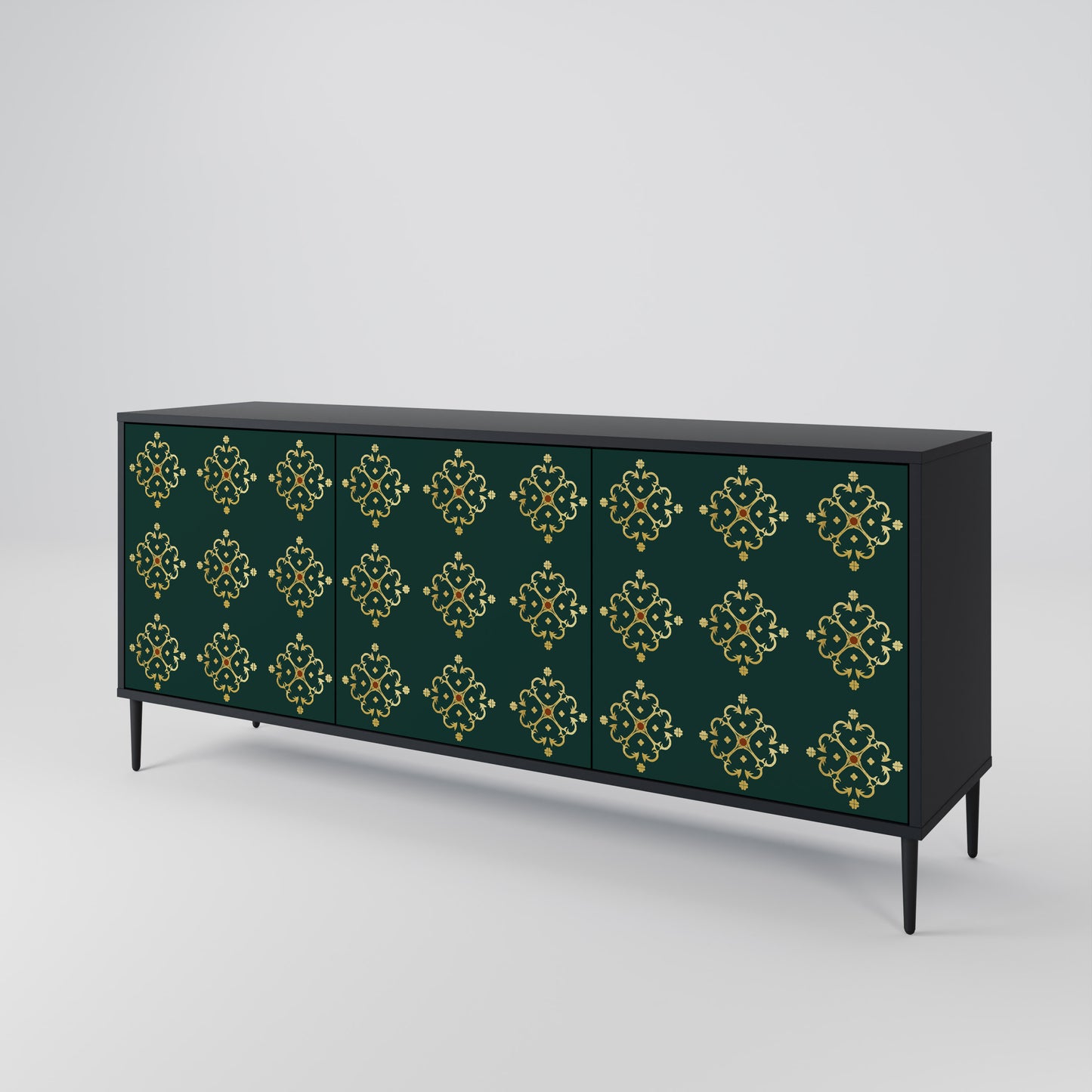 ROYAL MEDALLION 3-dörrars skänk i svart finish