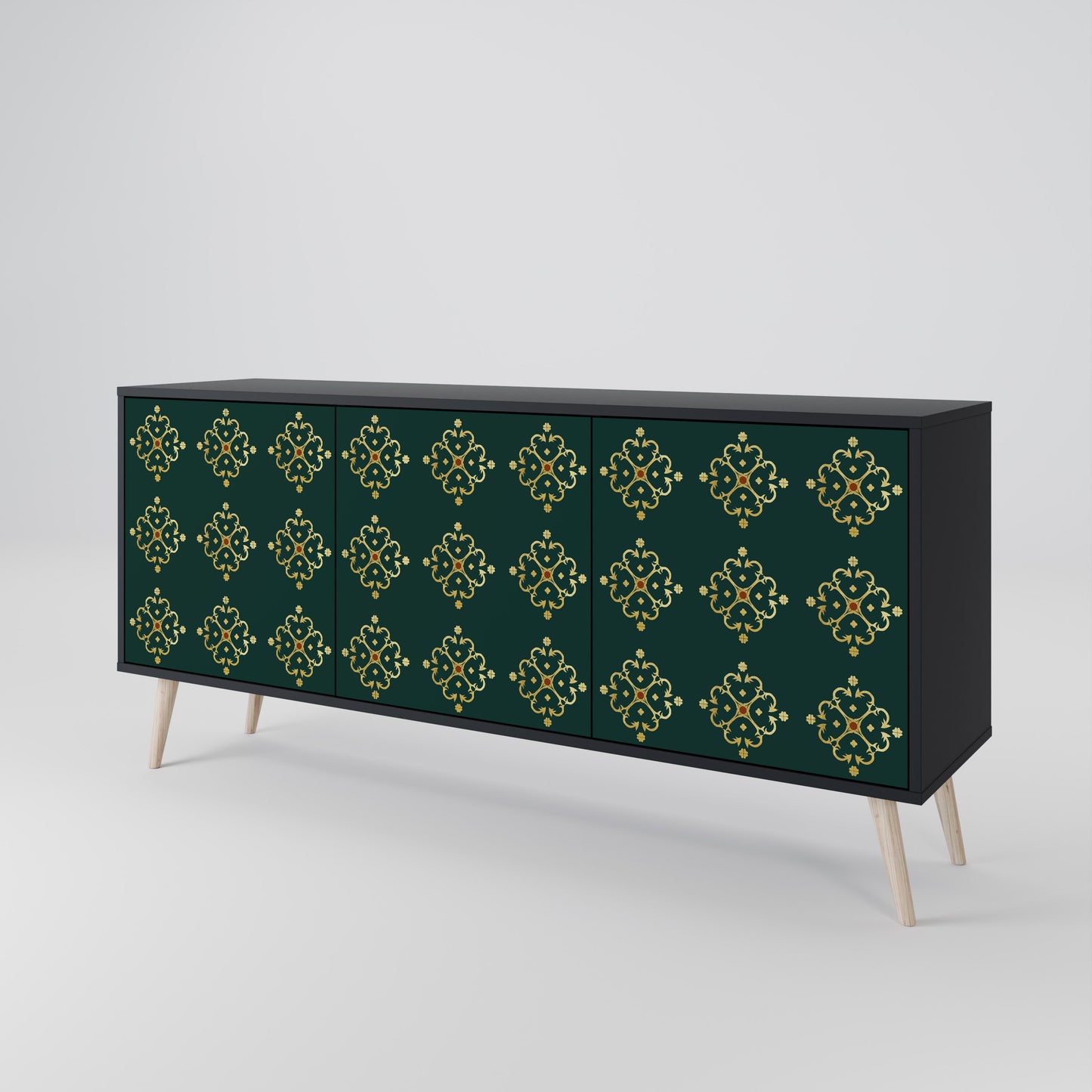 ROYAL MEDALLION 3-dörrars skänk i svart finish