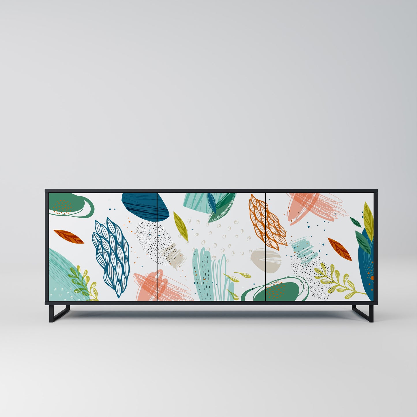BOTANICAL HURRICANE 3-dörrars skänk i svart finish