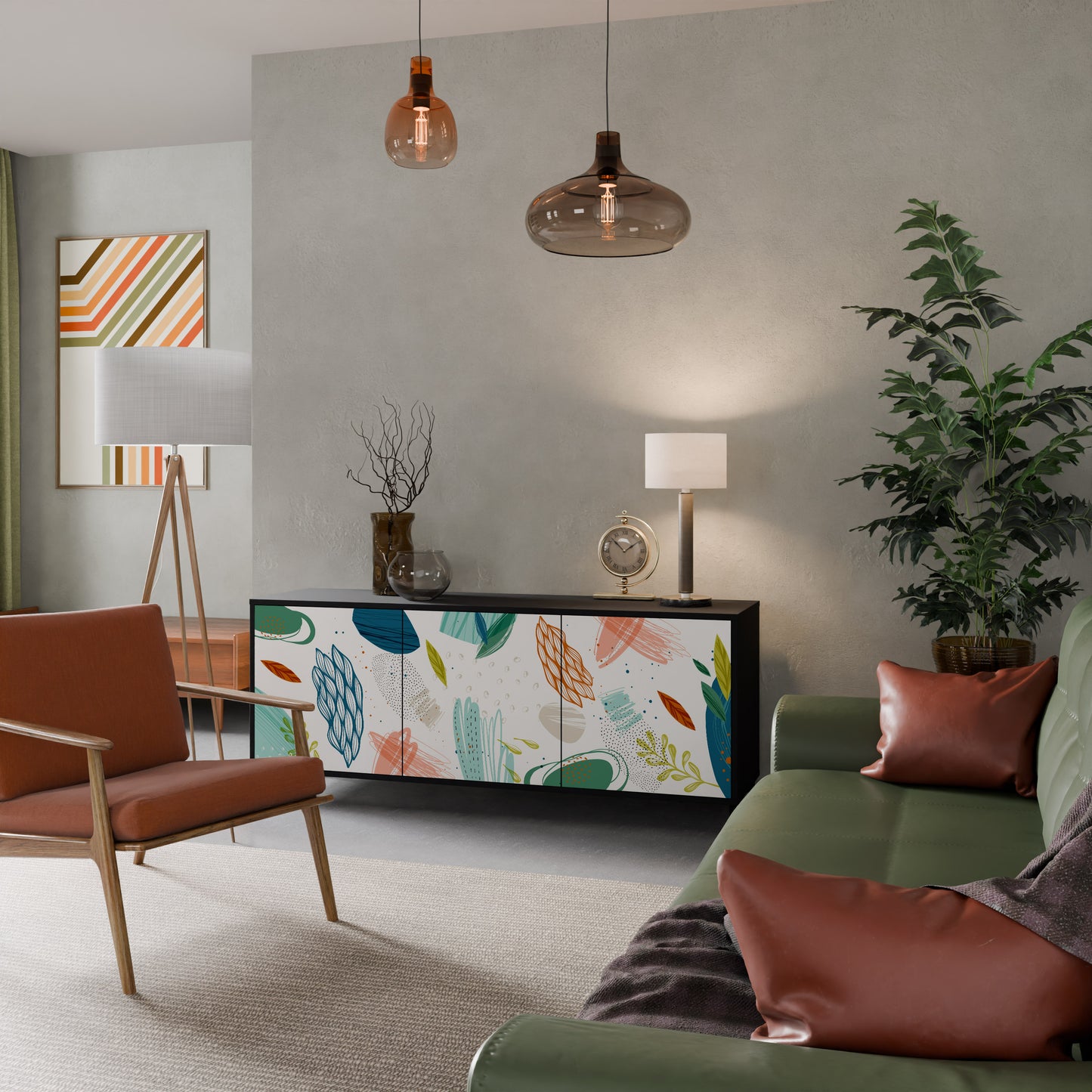 BOTANICAL HURRICANE 3-dörrars skänk i svart finish
