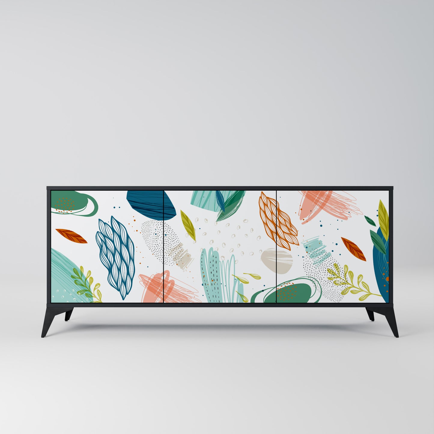 BOTANICAL HURRICANE 3-dörrars skänk i svart finish