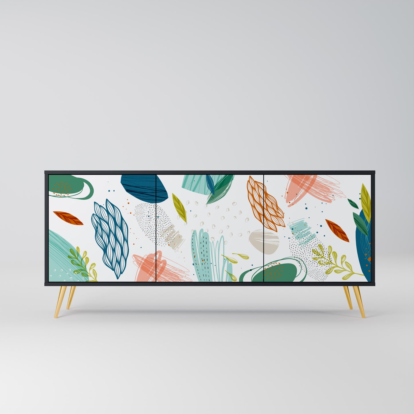 BOTANICAL HURRICANE 3-dörrars skänk i svart finish