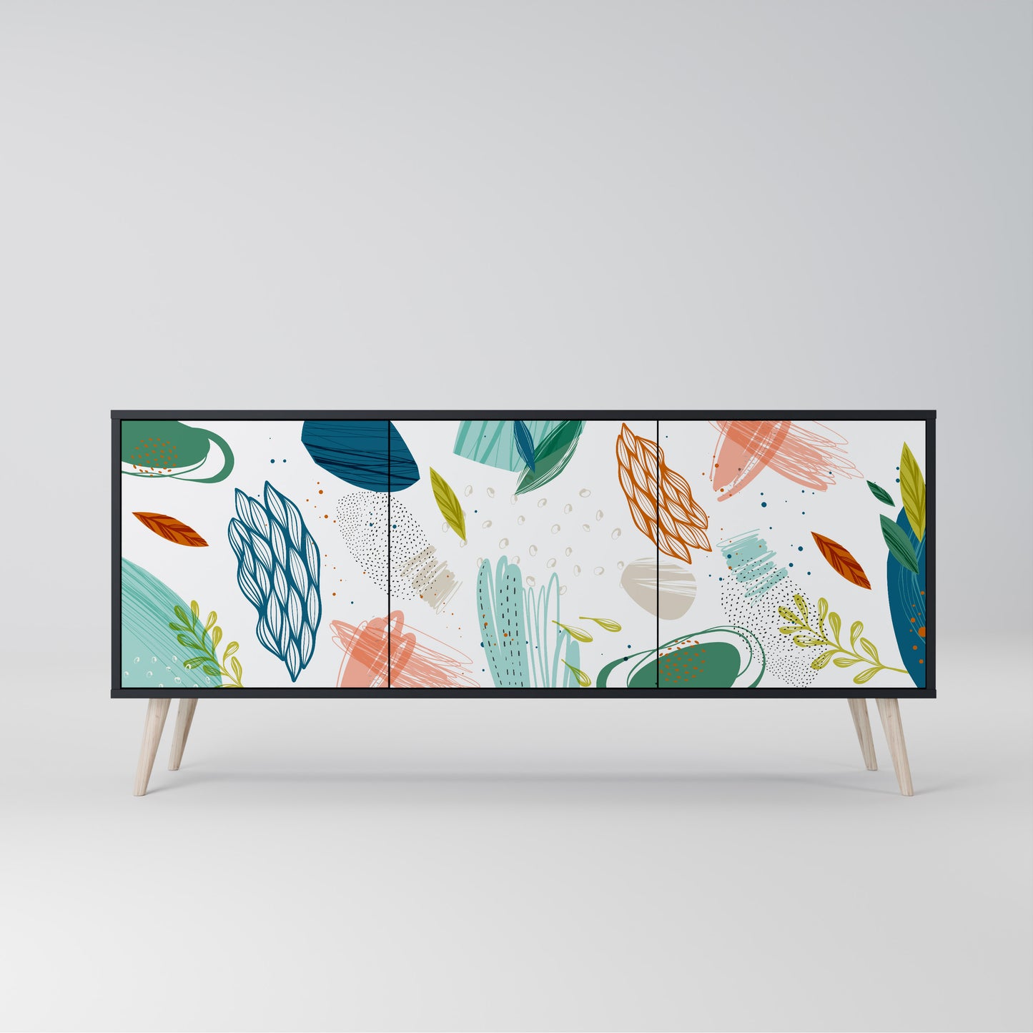 BOTANICAL HURRICANE 3-dörrars skänk i svart finish