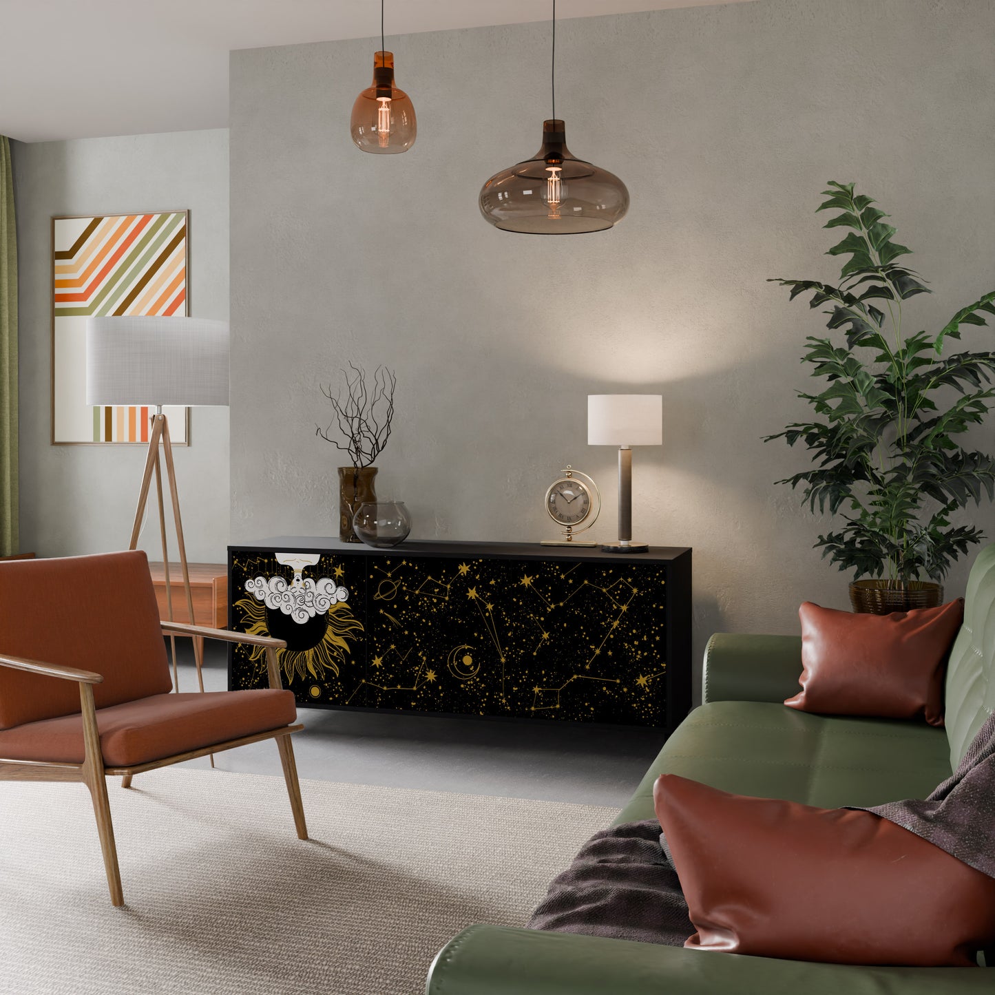 STELLAR CONSTELLATIONS 3-dörrars skänk i svart finish